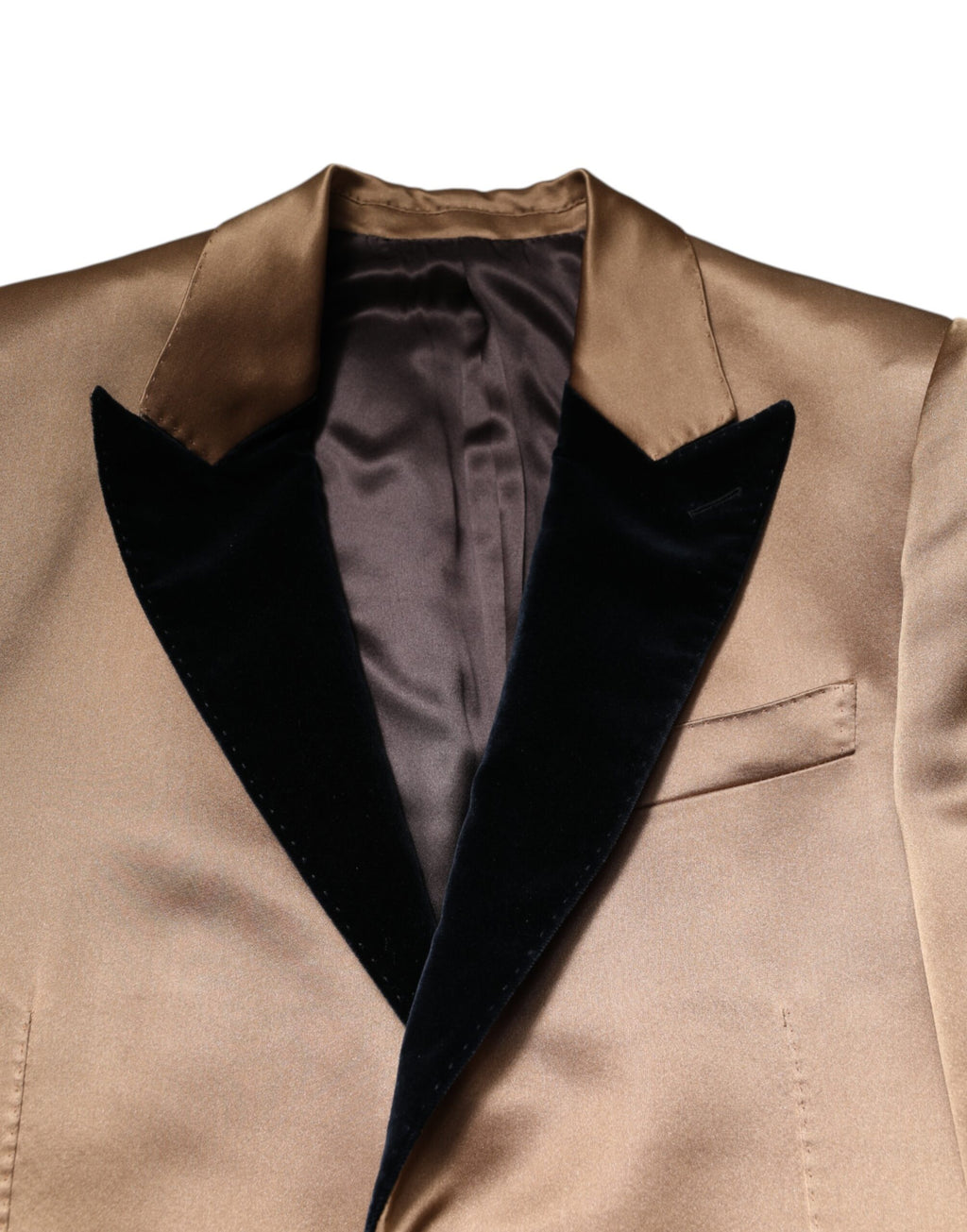 Veste Trench-Coat Droite en Soie Marron Dolce & Gabbana