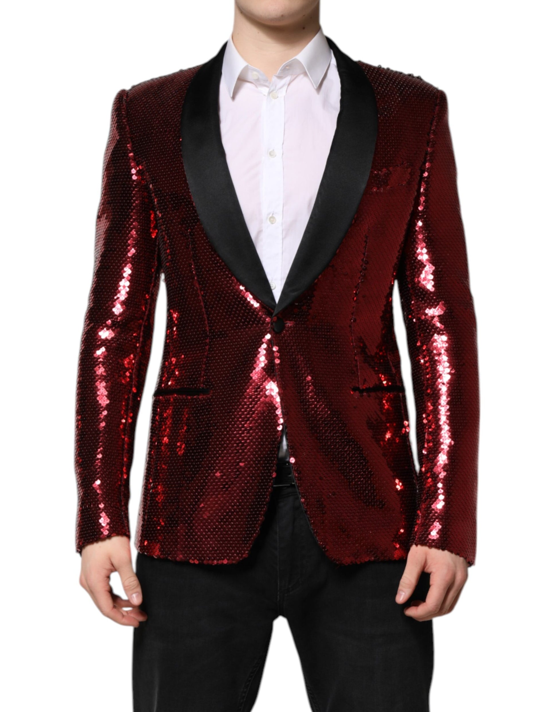 Veste Blazer Dolce & Gabbana Rouge SICILIA Ornée de Paillettes