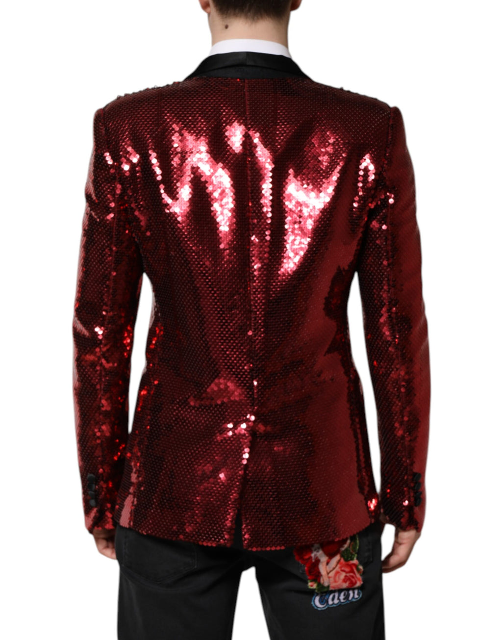 Veste Blazer Dolce & Gabbana Rouge SICILIA Ornée de Paillettes