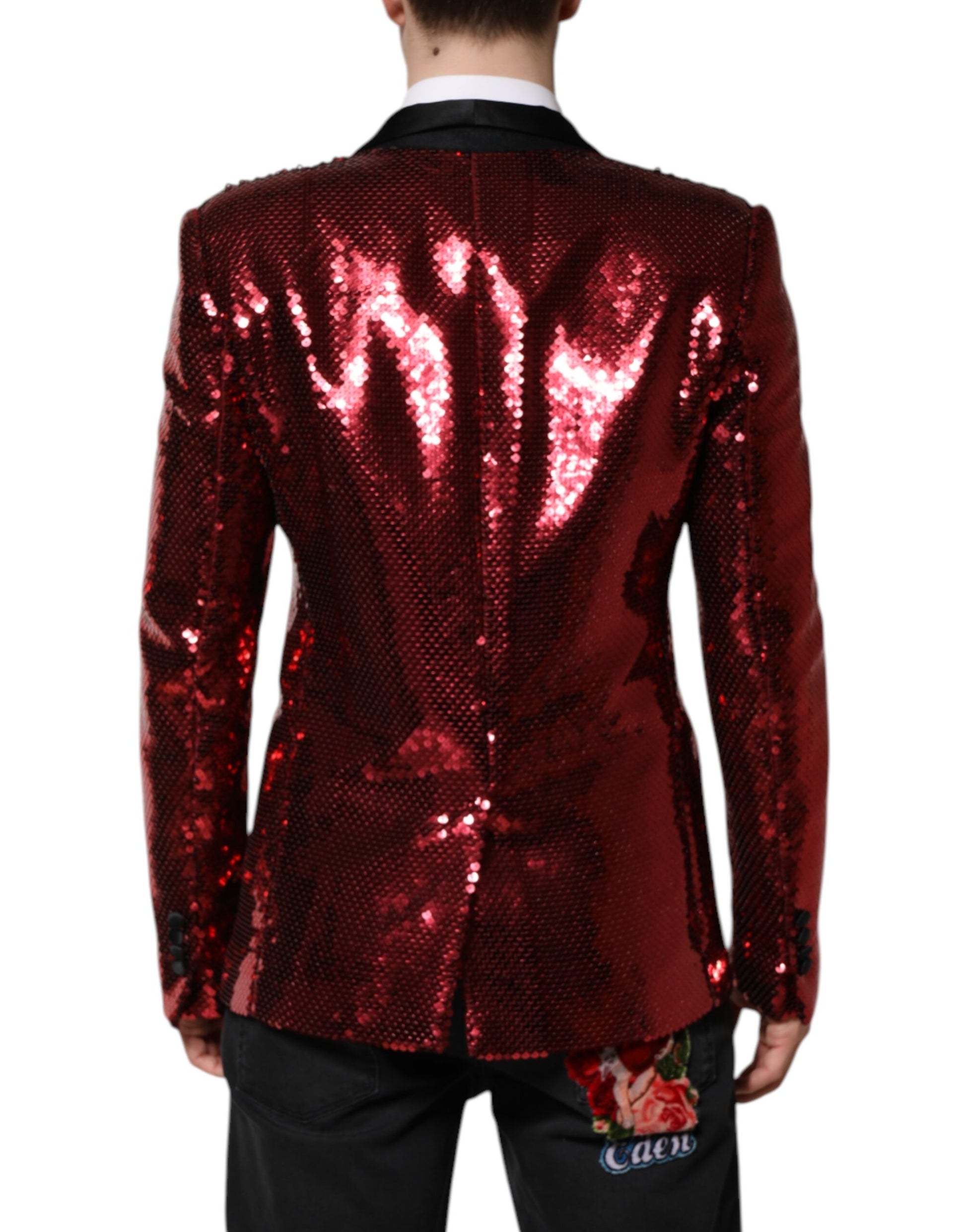 Veste Blazer Dolce & Gabbana Rouge SICILIA Ornée de Paillettes
