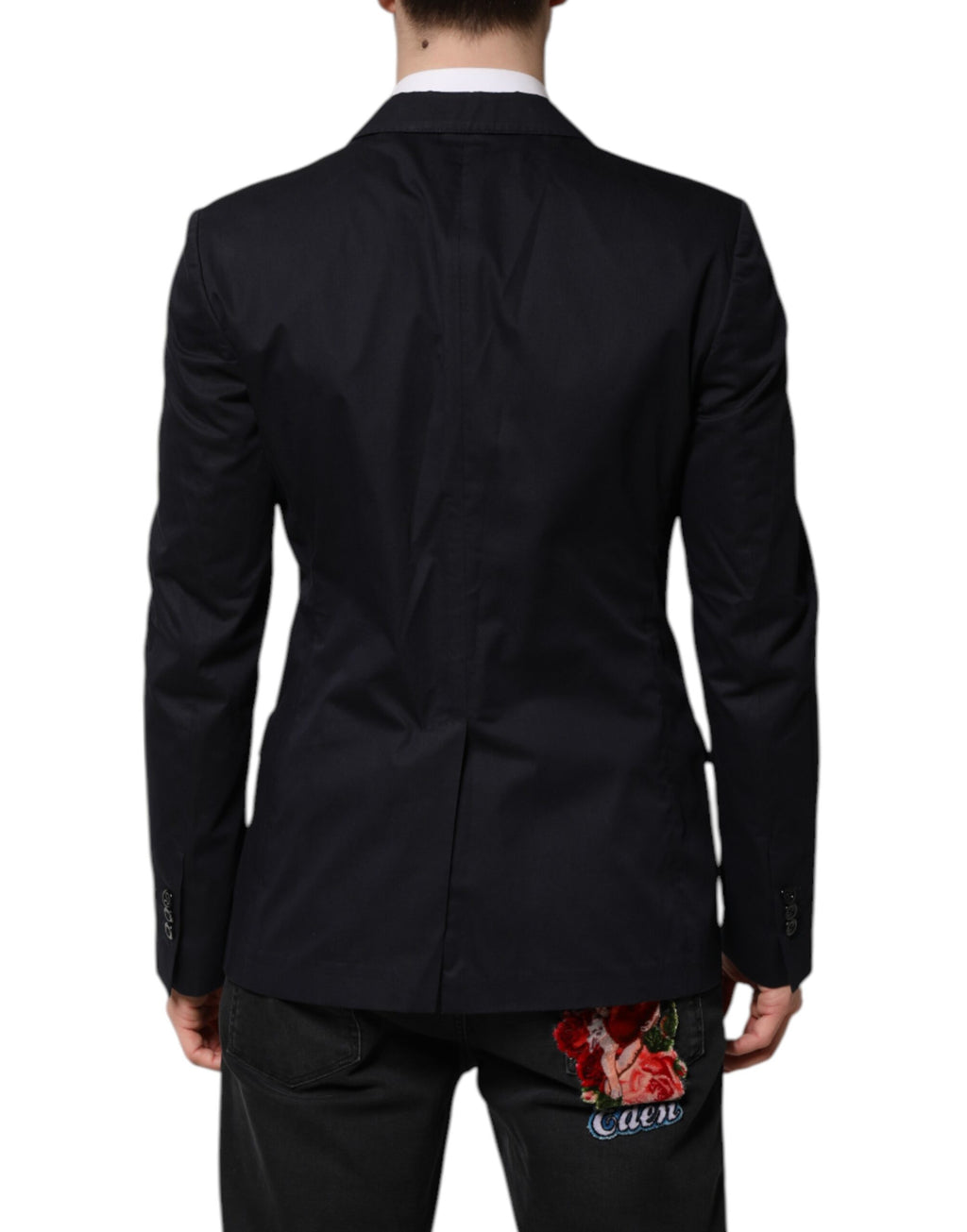 Veste de costume blazer Dolce & Gabbana en coton bleu foncé TAORMINA