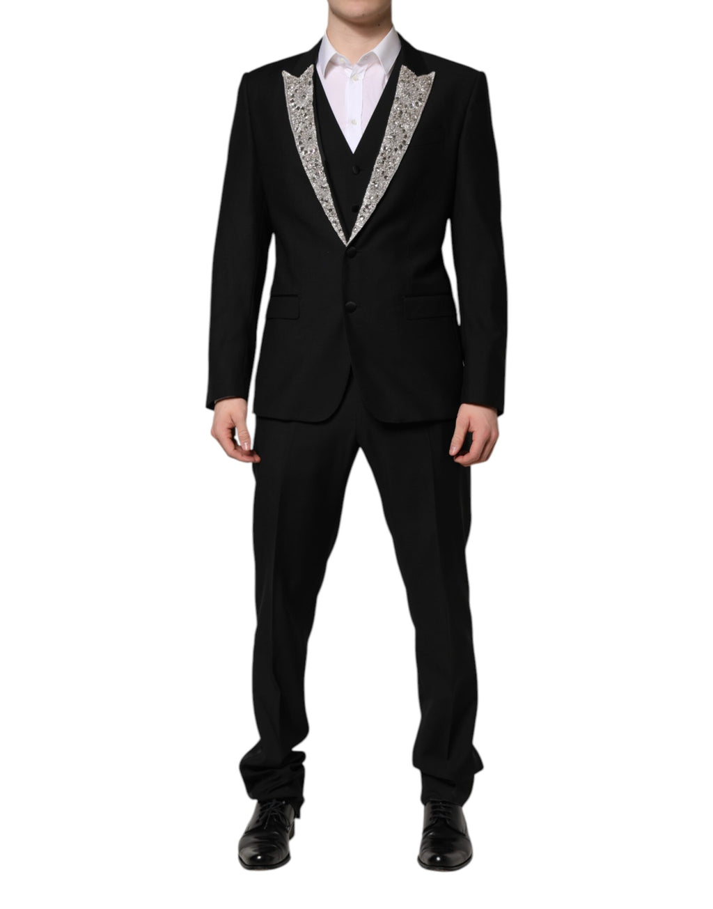 Costume 3 pièces Dolce & Gabbana noir MARTINI orné de cristaux