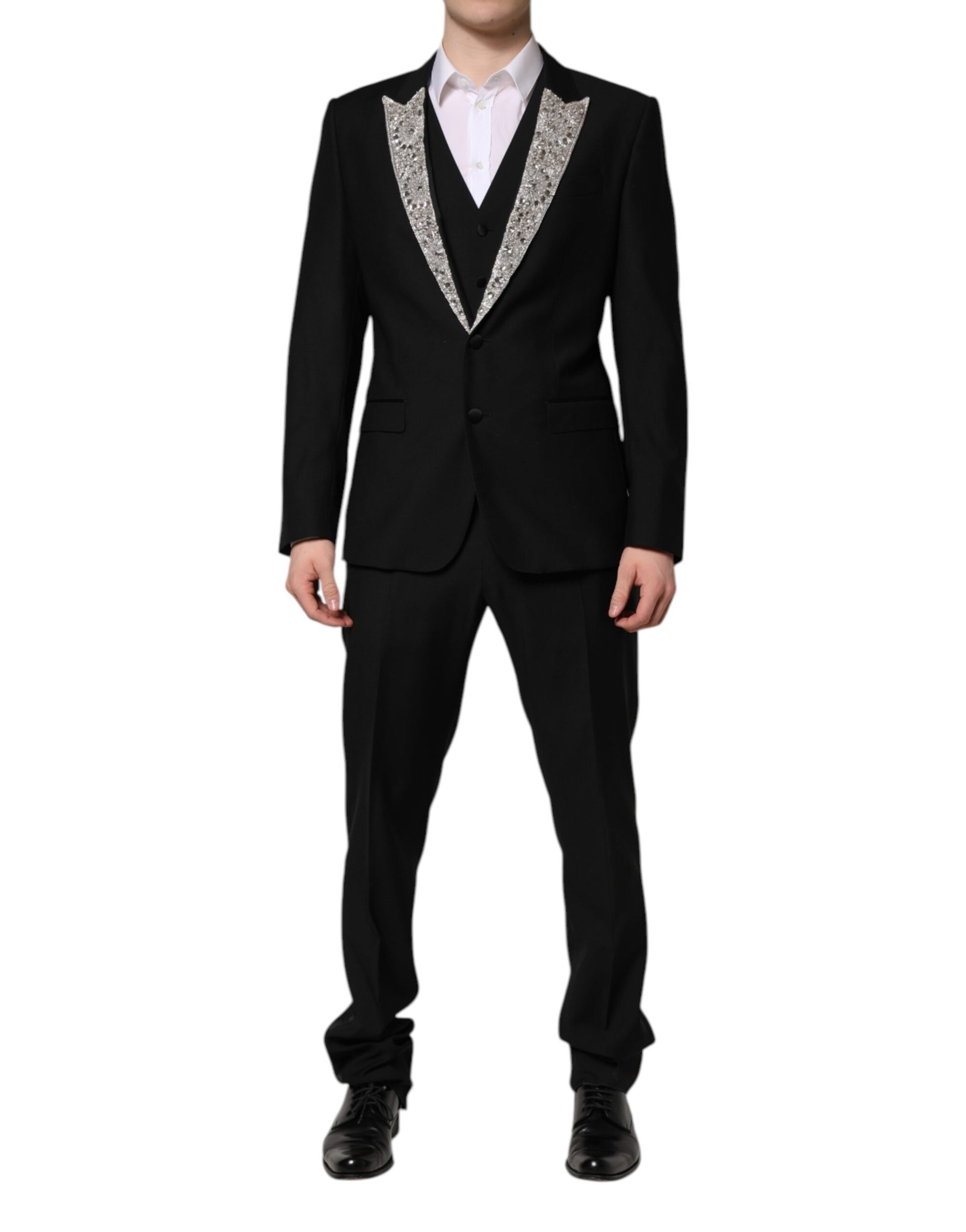 Costume 3 pièces Dolce & Gabbana noir MARTINI orné de cristaux