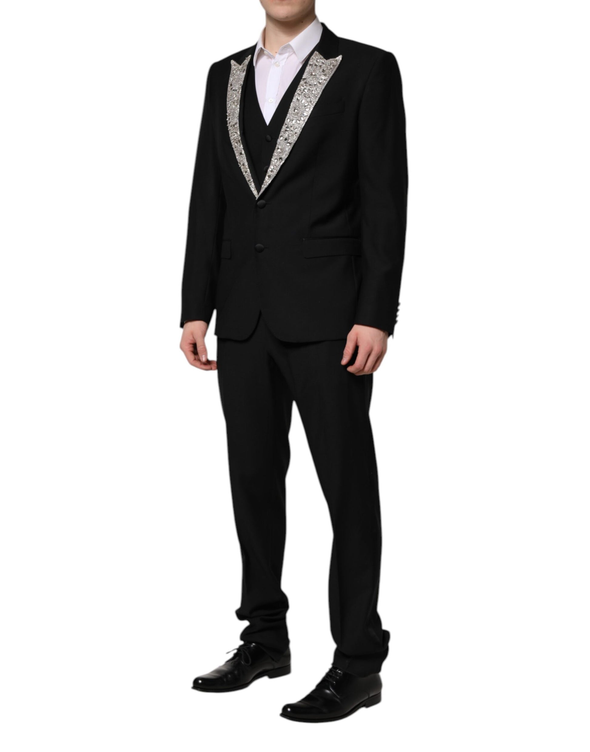 Costume 3 pièces Dolce & Gabbana noir MARTINI orné de cristaux
