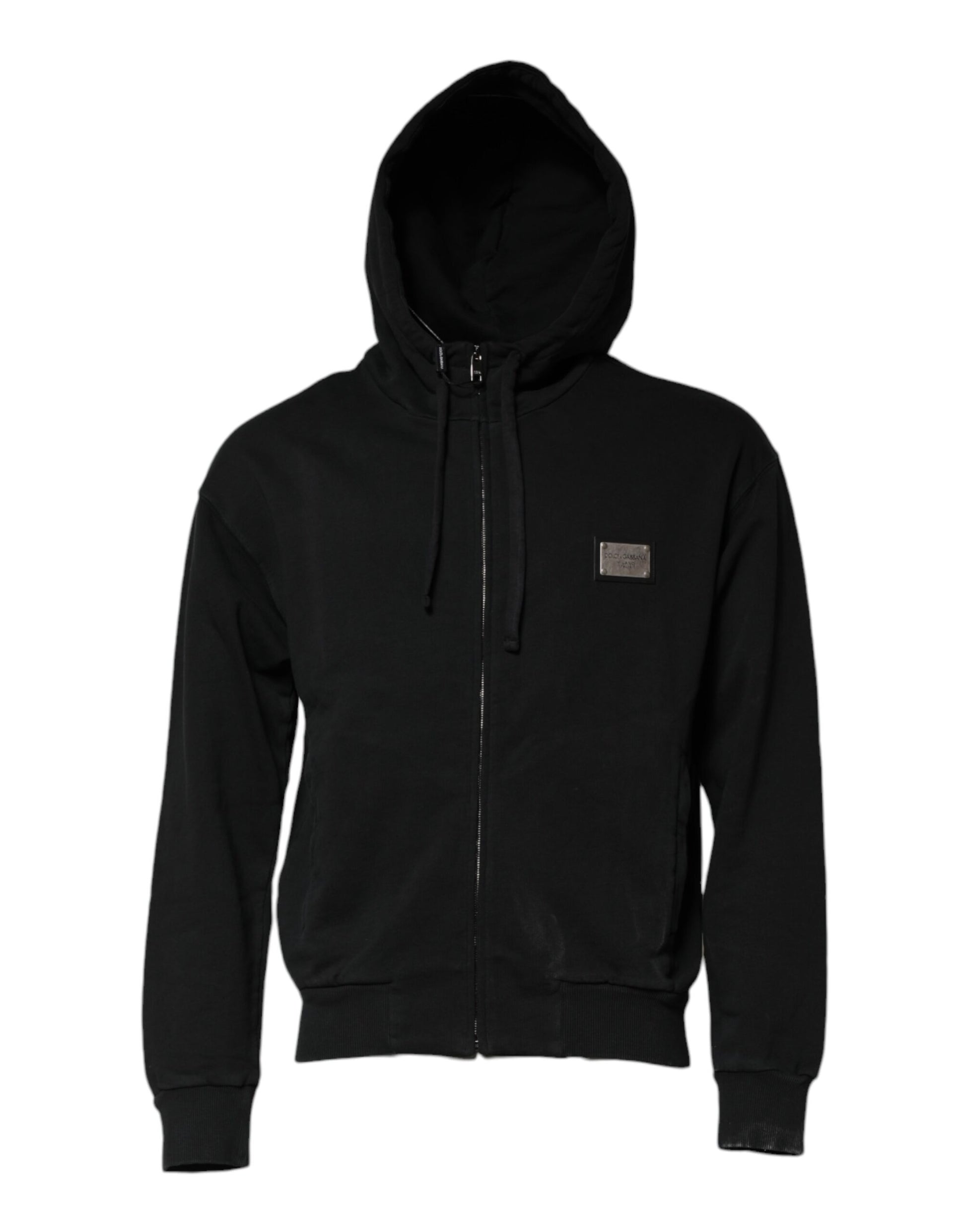 Dolce & Gabbana Black Logo Full Zip Hooded Men Sweatshirt Sweater