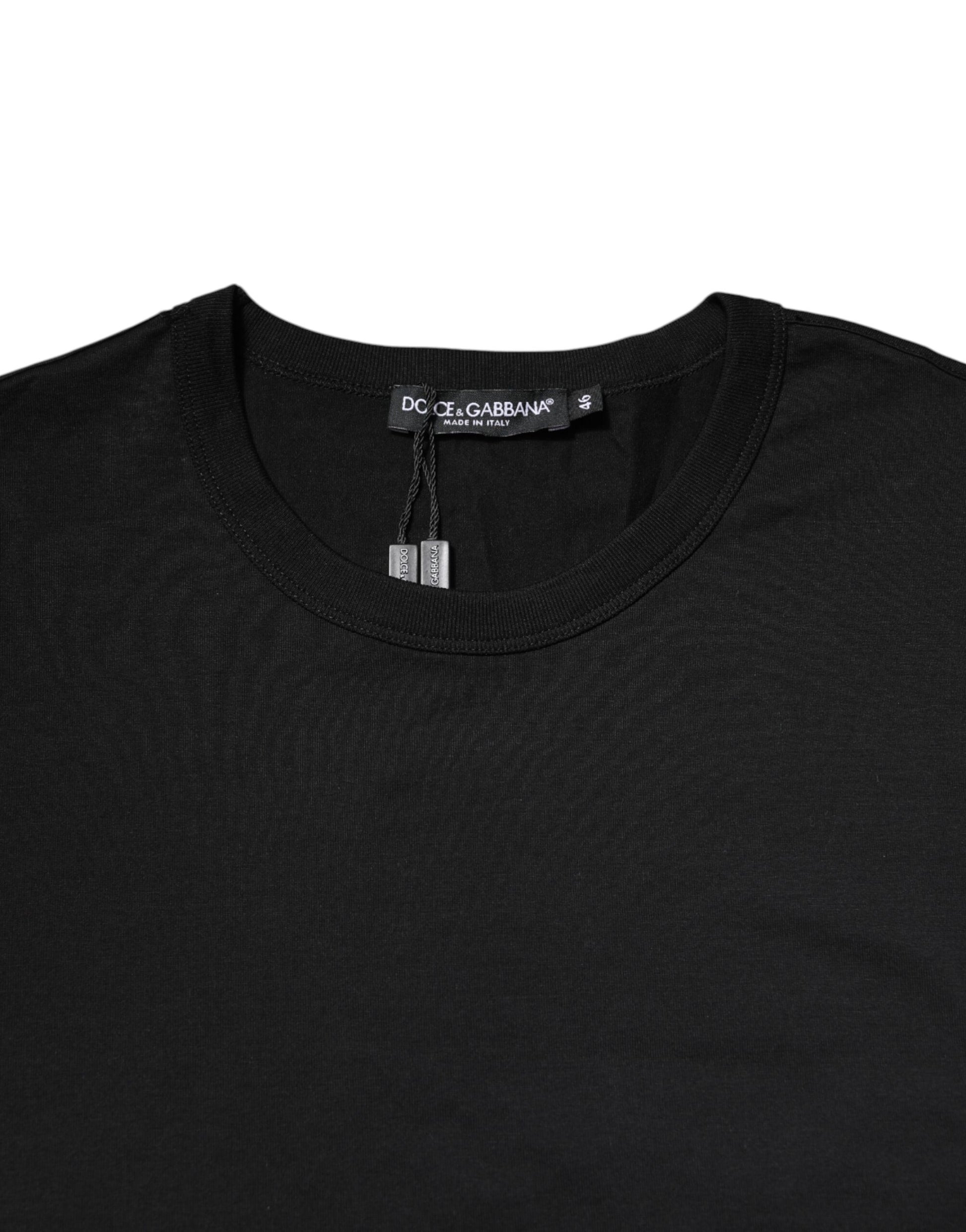 T-shirt Dolce & Gabbana en coton noir à manches courtes et col rond