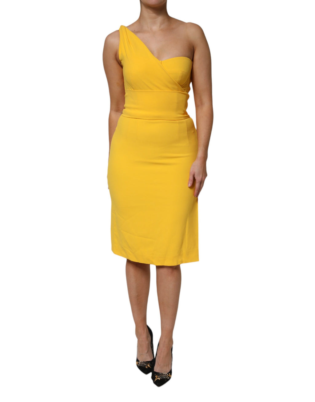 Robe midi fendue asymétrique jaune Dolce & Gabbana