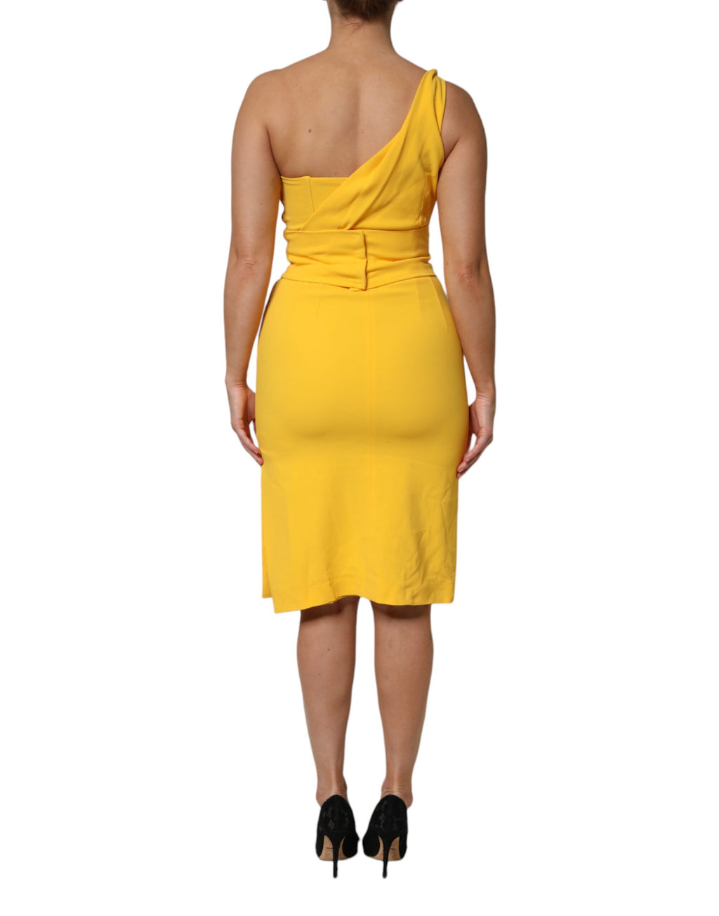Robe midi fendue asymétrique jaune Dolce & Gabbana