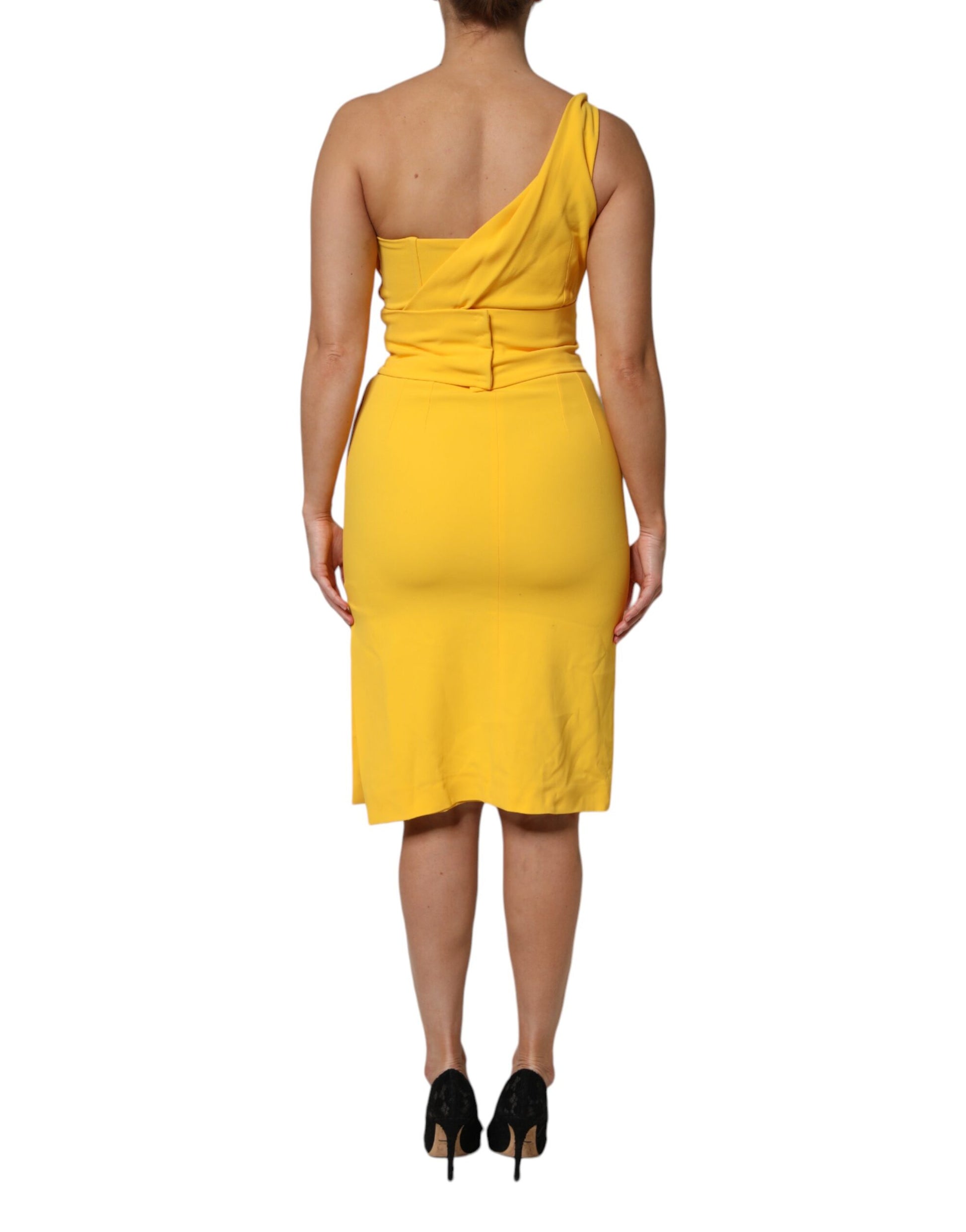 Robe midi fendue asymétrique jaune Dolce & Gabbana