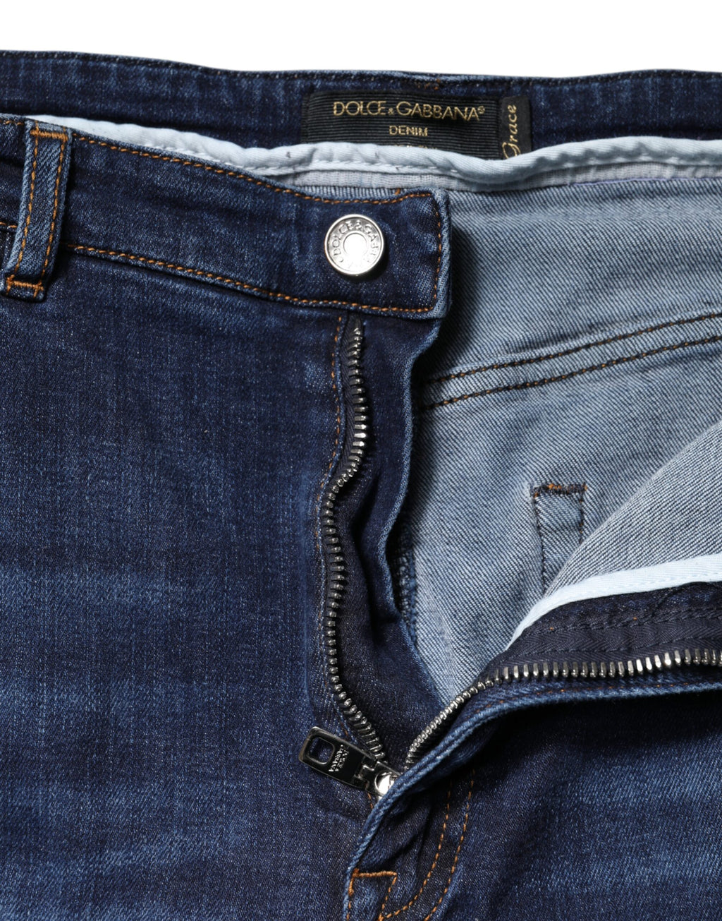 Jean en jean court taille haute en coton bleu Dolce & Gabbana