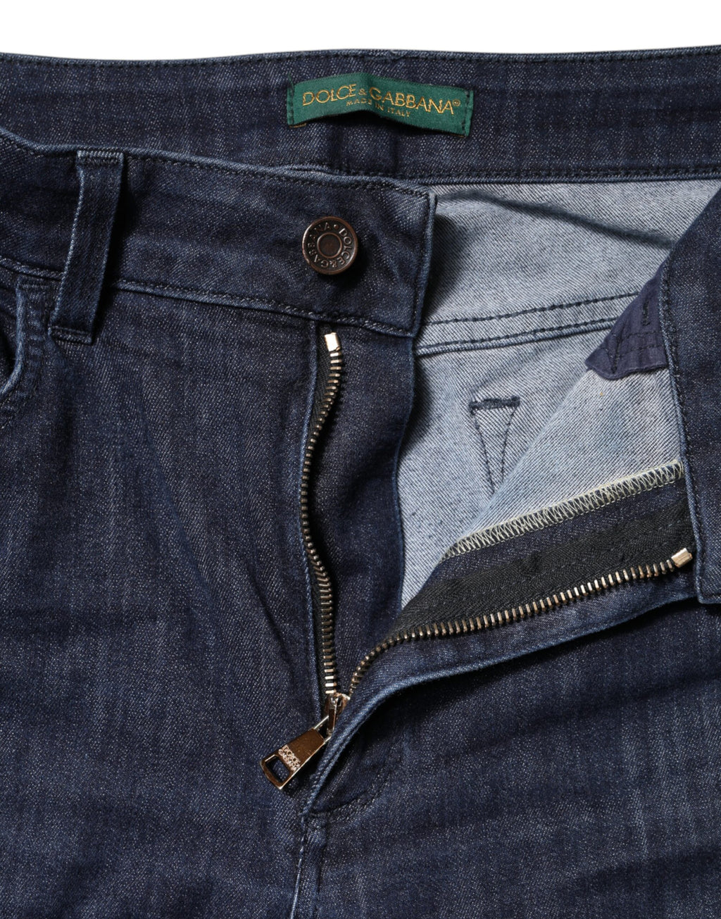 Jean skinny court en denim de coton bleu foncé Dolce & Gabbana