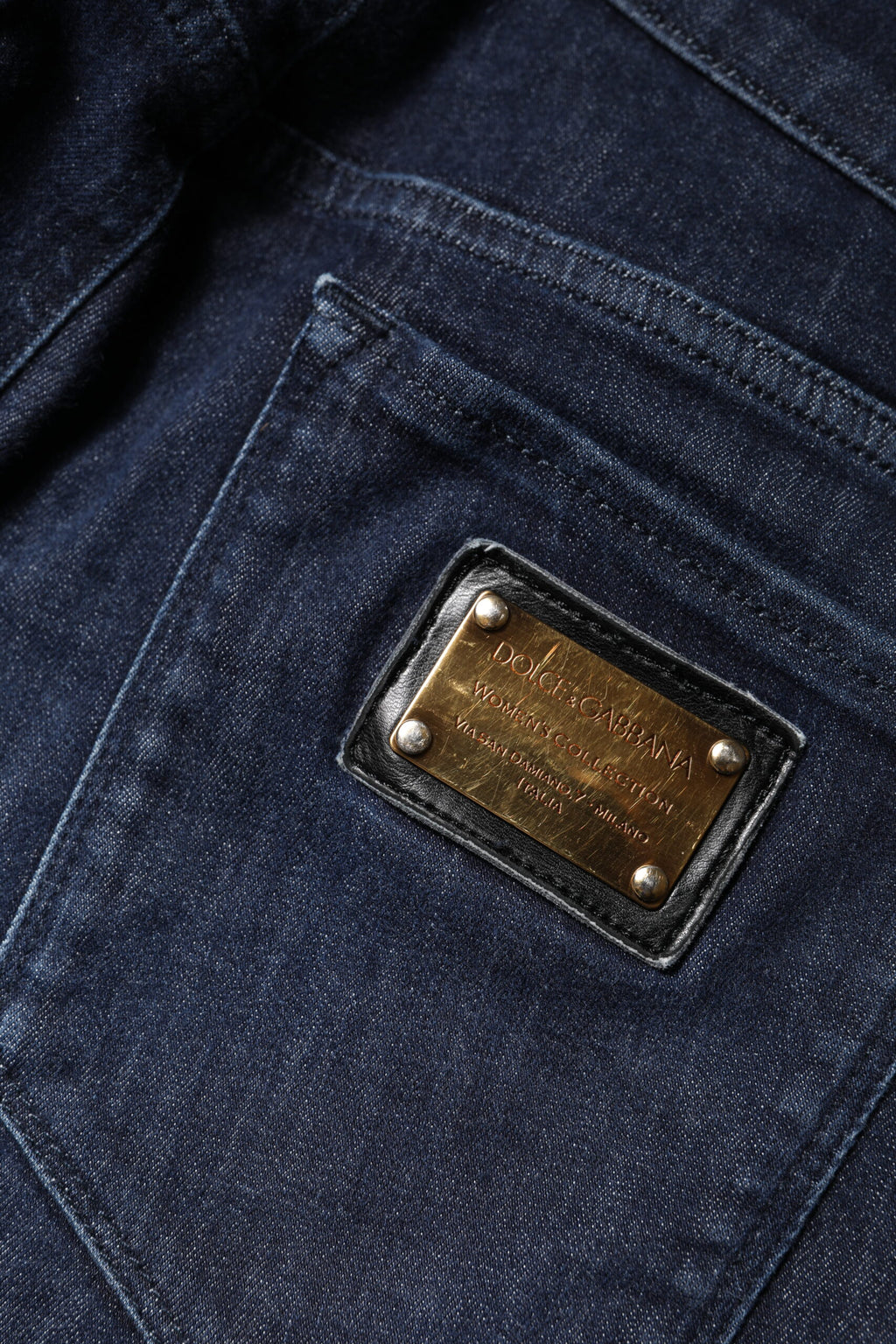 Jean skinny court en denim de coton bleu foncé Dolce & Gabbana