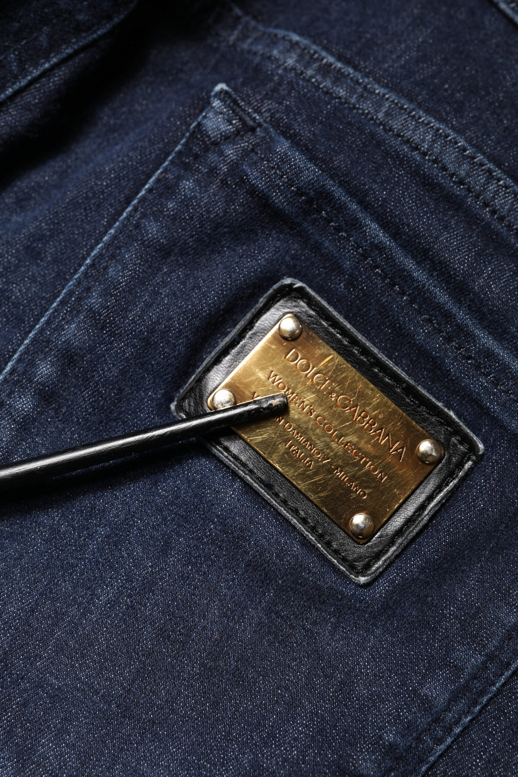 Jean skinny court en denim de coton bleu foncé Dolce & Gabbana