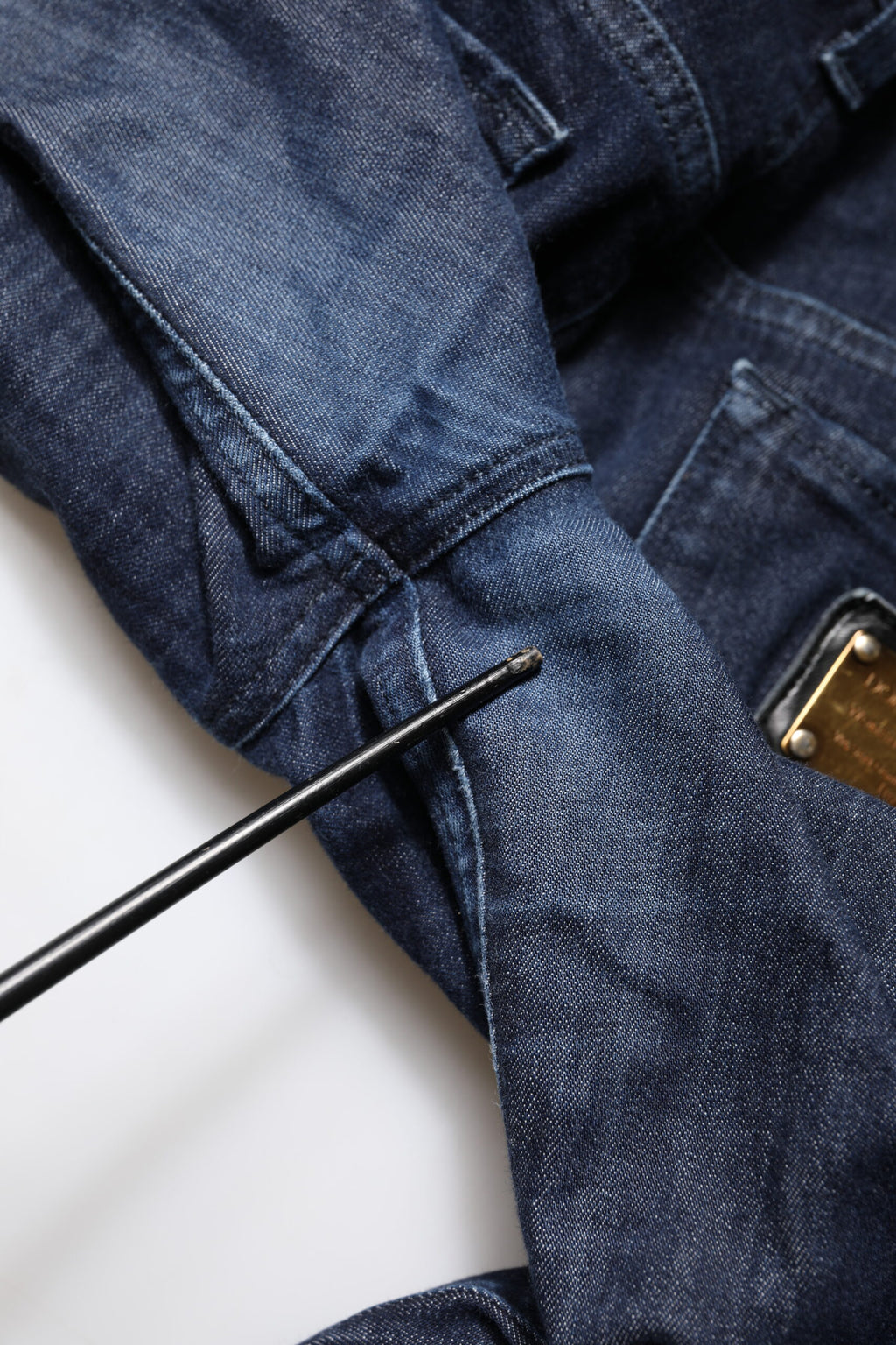 Jean skinny court en denim de coton bleu foncé Dolce & Gabbana