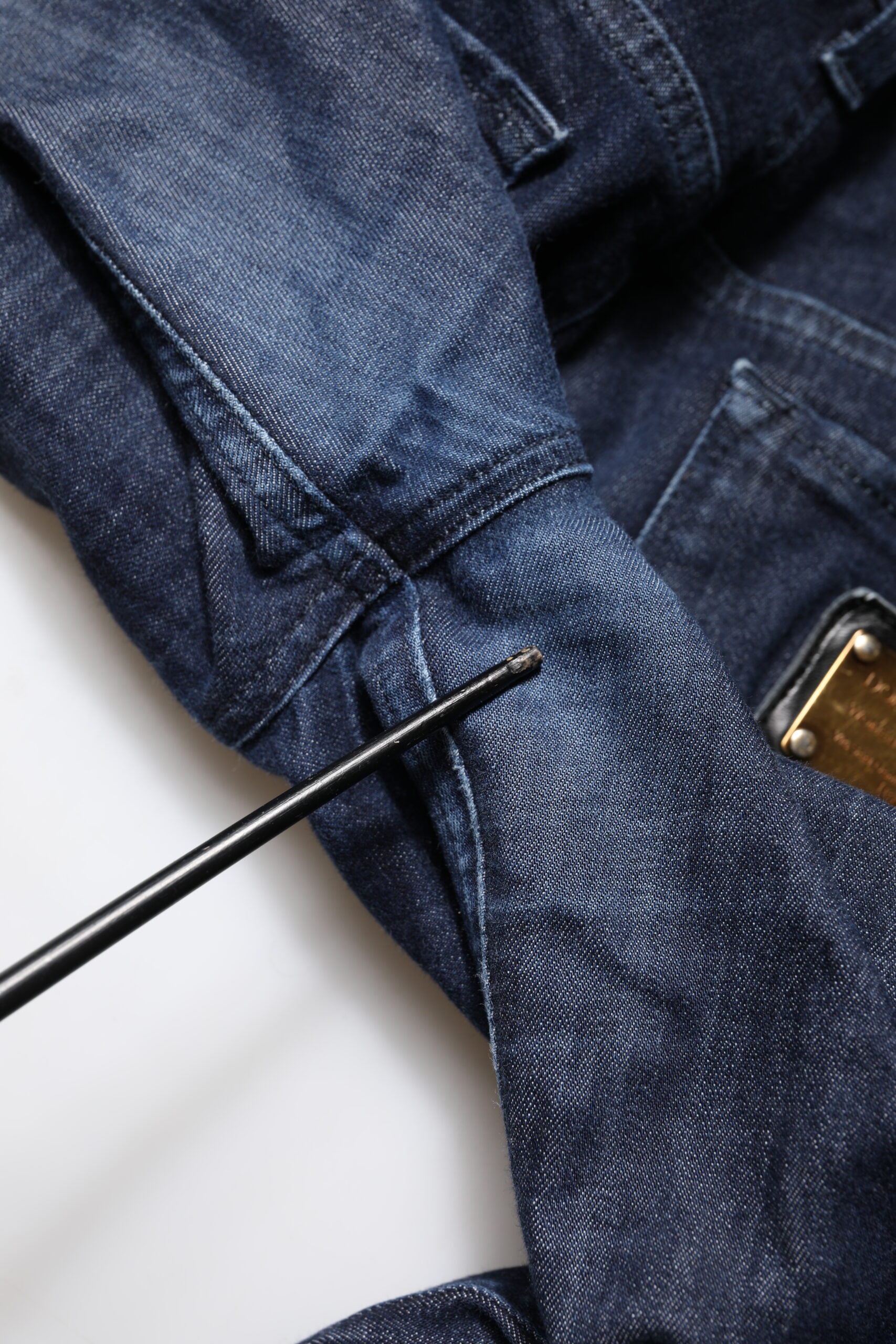 Jean skinny court en denim de coton bleu foncé Dolce & Gabbana