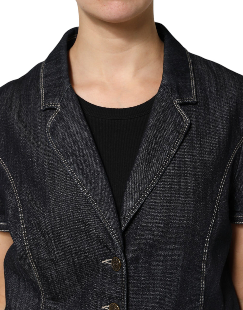 Escada – Lässiges Set aus Oberteil und Rock aus Denim in Schwarz aus Baumwollmischung