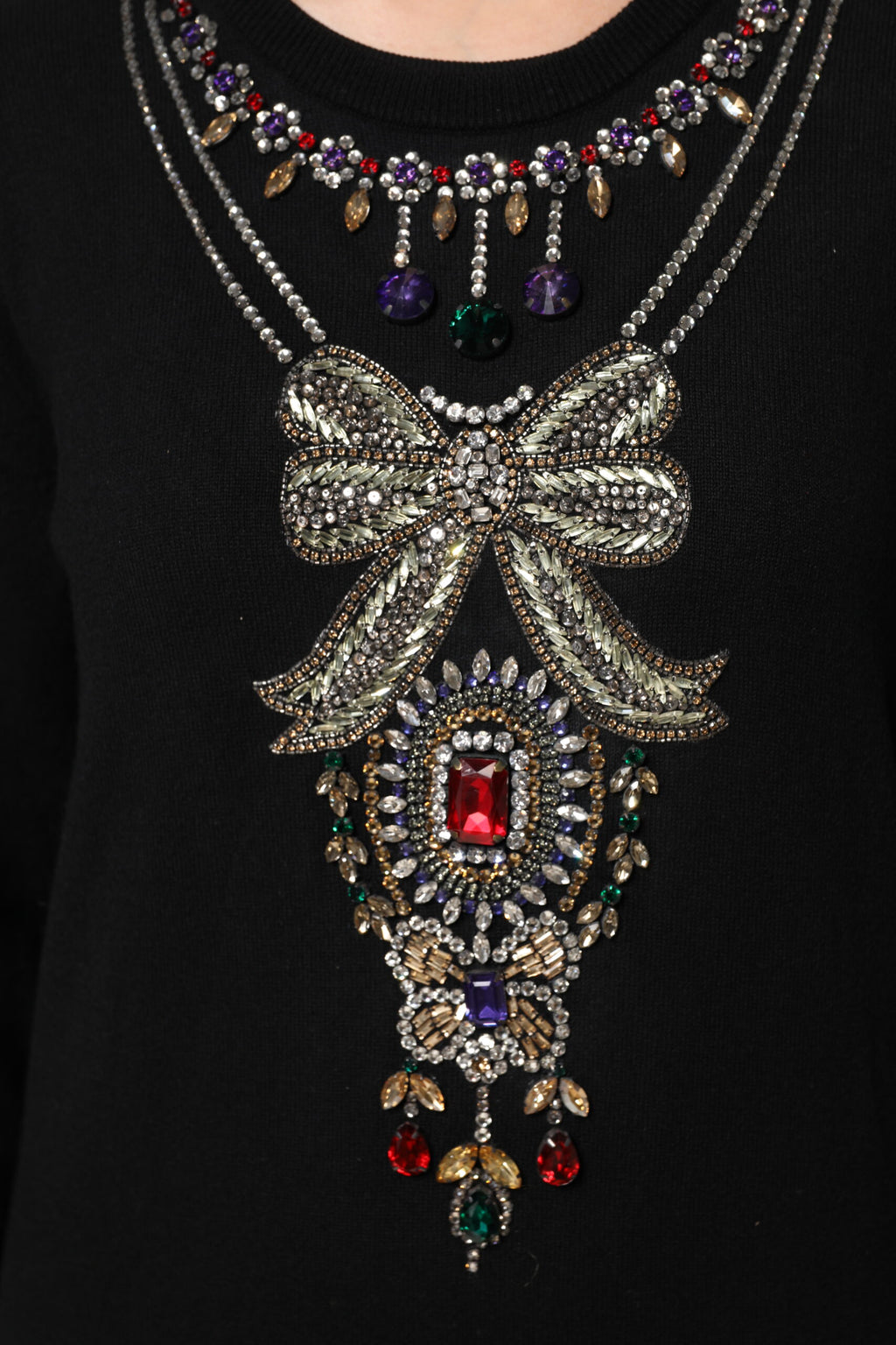 Pull en cachemire noir orné de cristaux Dolce & Gabbana