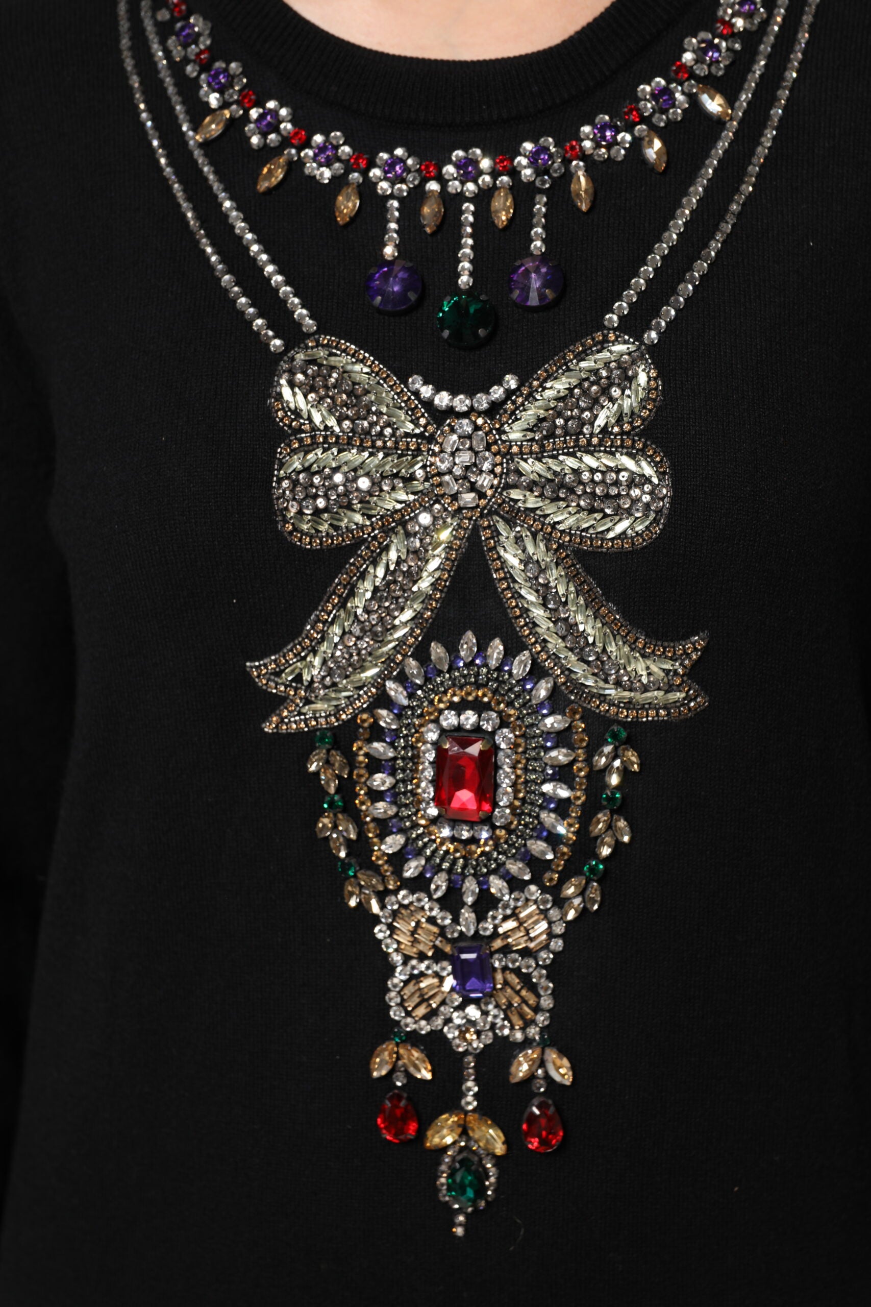 Pull en cachemire noir orné de cristaux Dolce & Gabbana