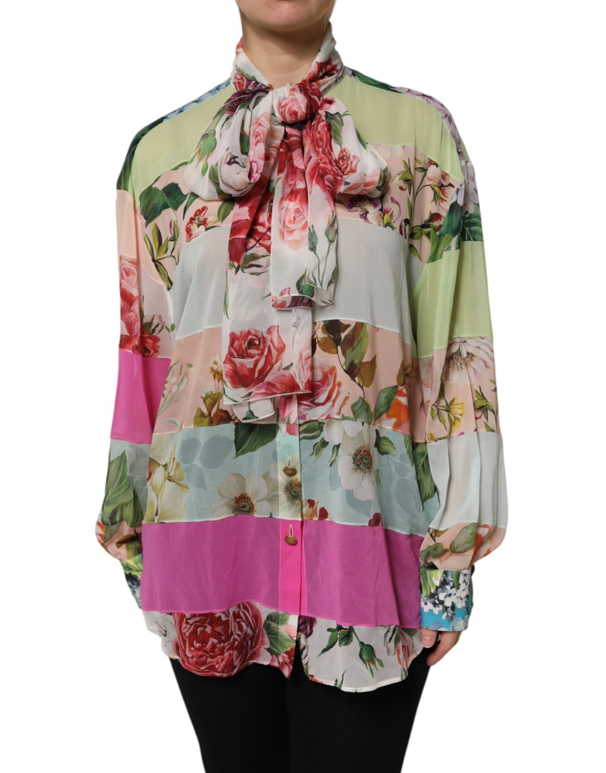 Haut à manches longues Dolce & Gabbana en patchwork floral multicolore