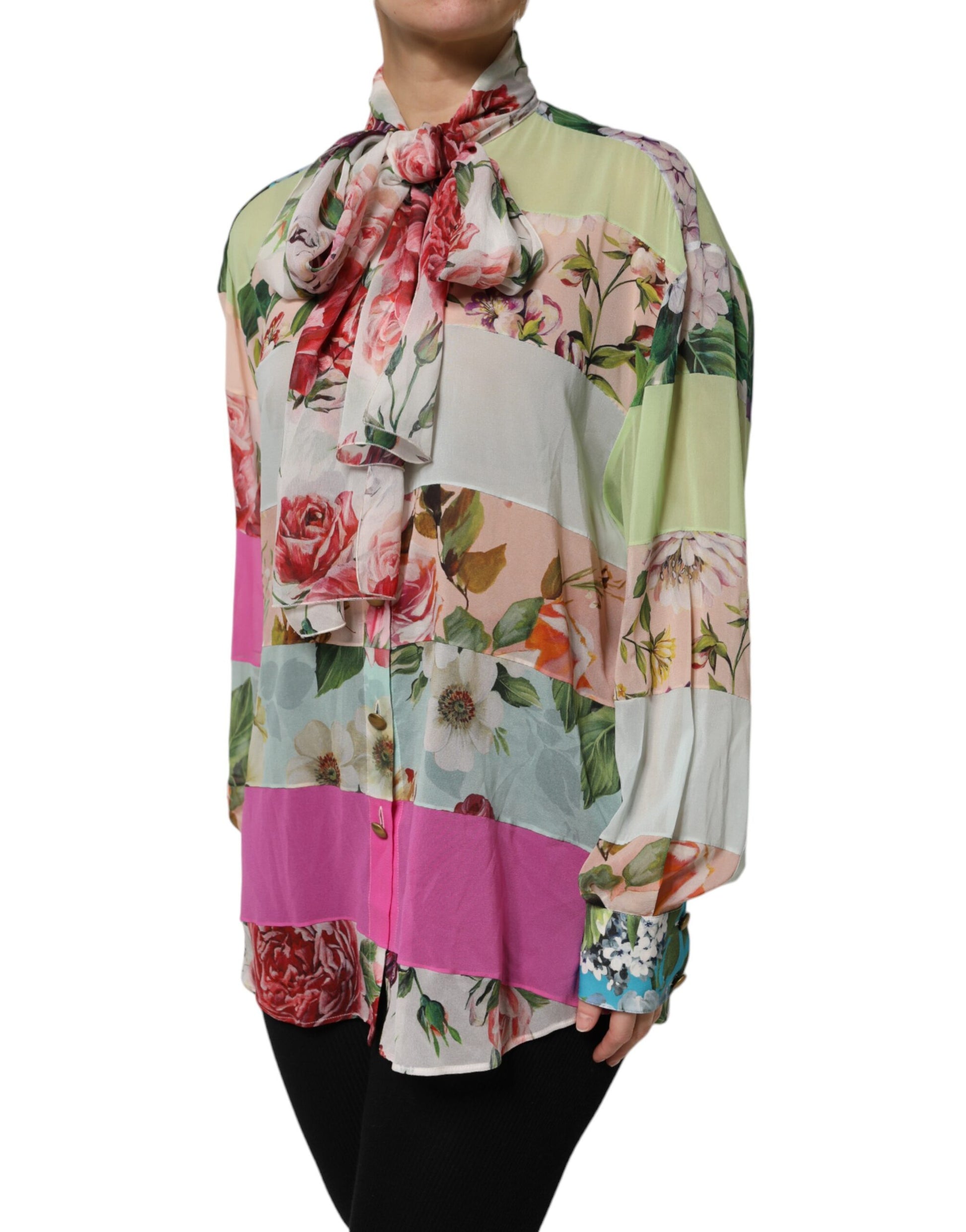 Haut à manches longues Dolce & Gabbana en patchwork floral multicolore