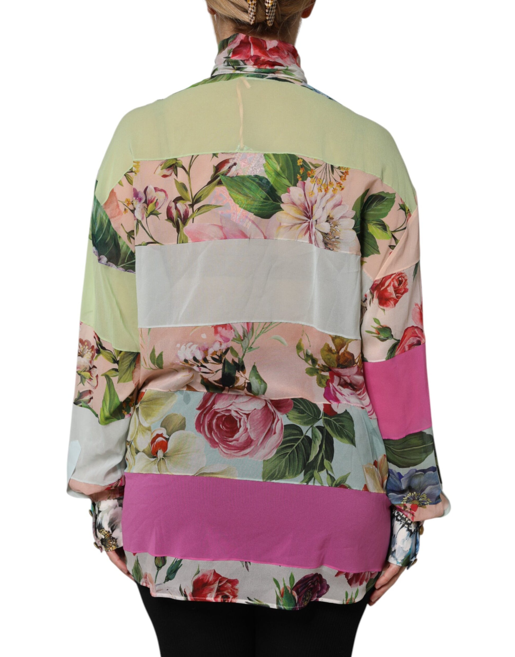 Haut à manches longues Dolce & Gabbana en patchwork floral multicolore