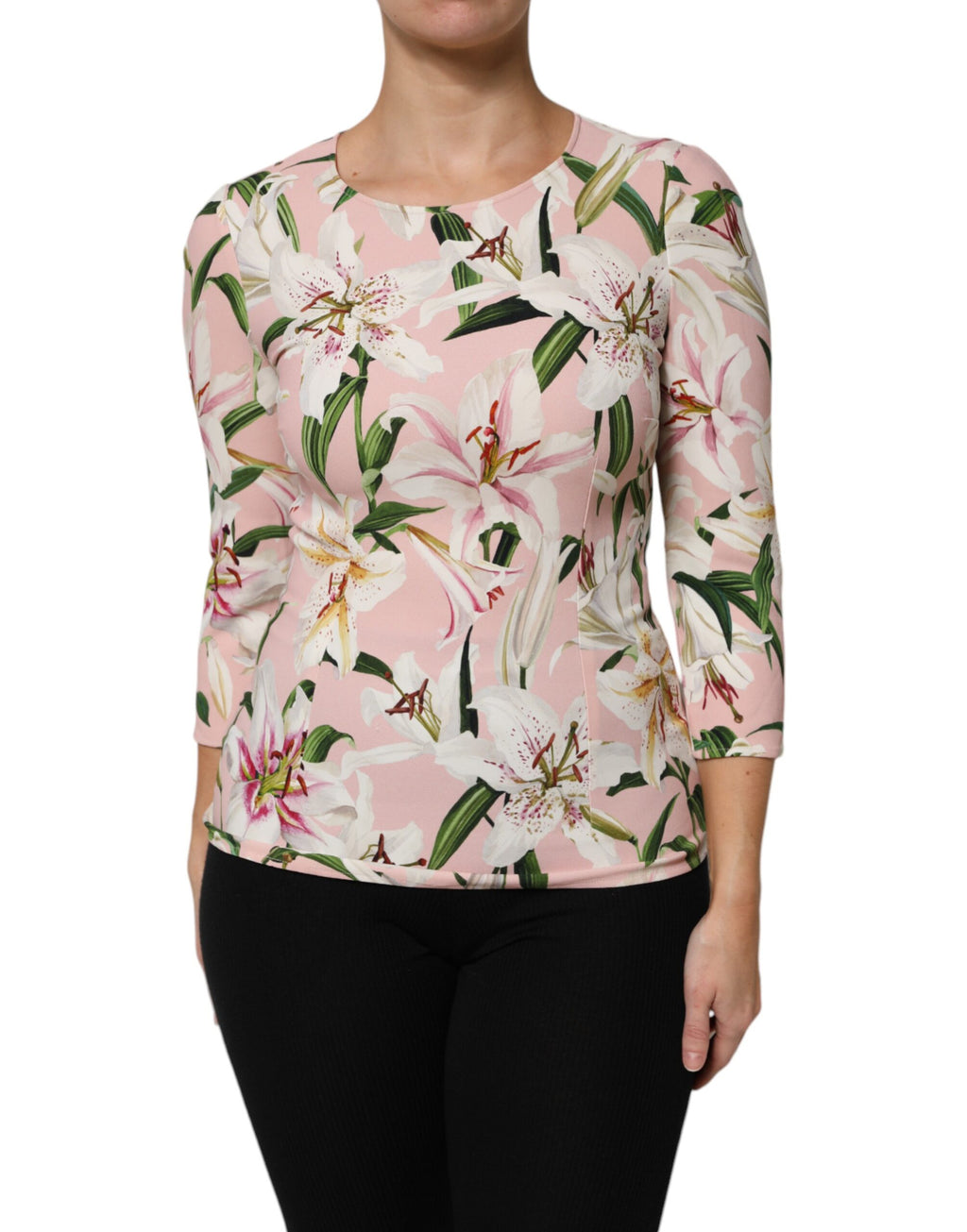 Chemisier Dolce & Gabbana en viscose à imprimé lys rose et col rond