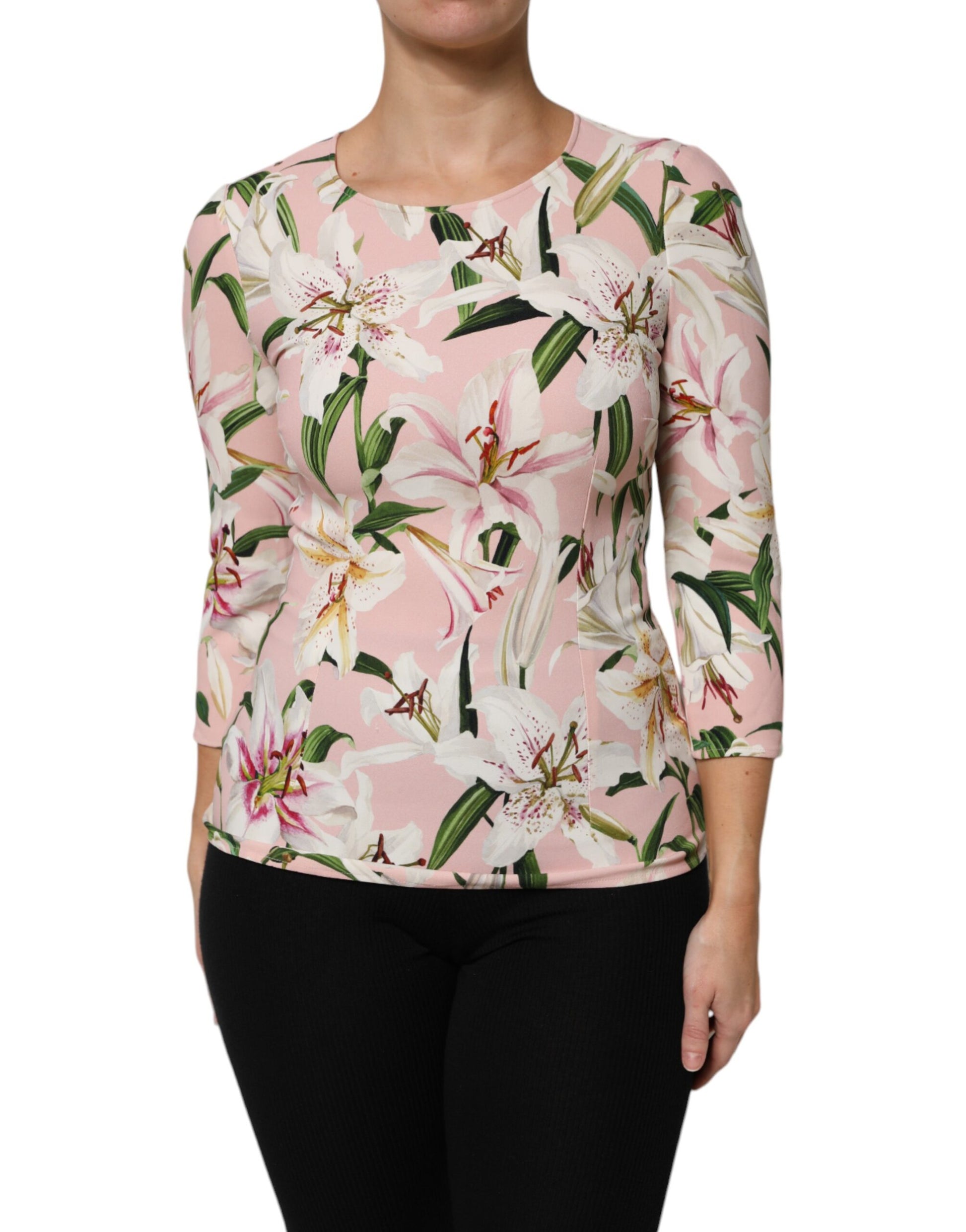 Chemisier Dolce & Gabbana en viscose à imprimé lys rose et col rond