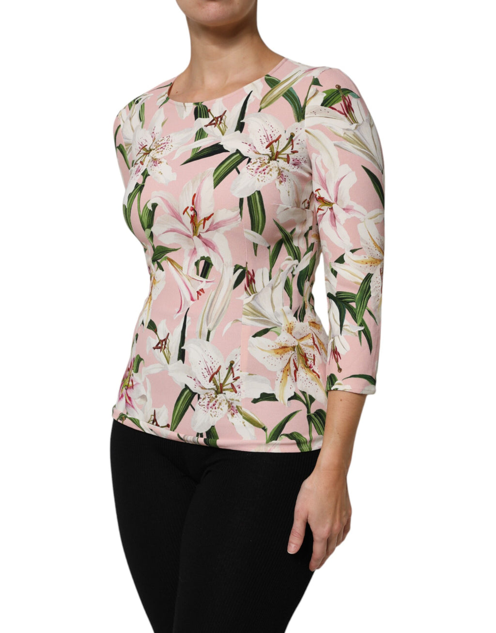 Chemisier Dolce & Gabbana en viscose à imprimé lys rose et col rond