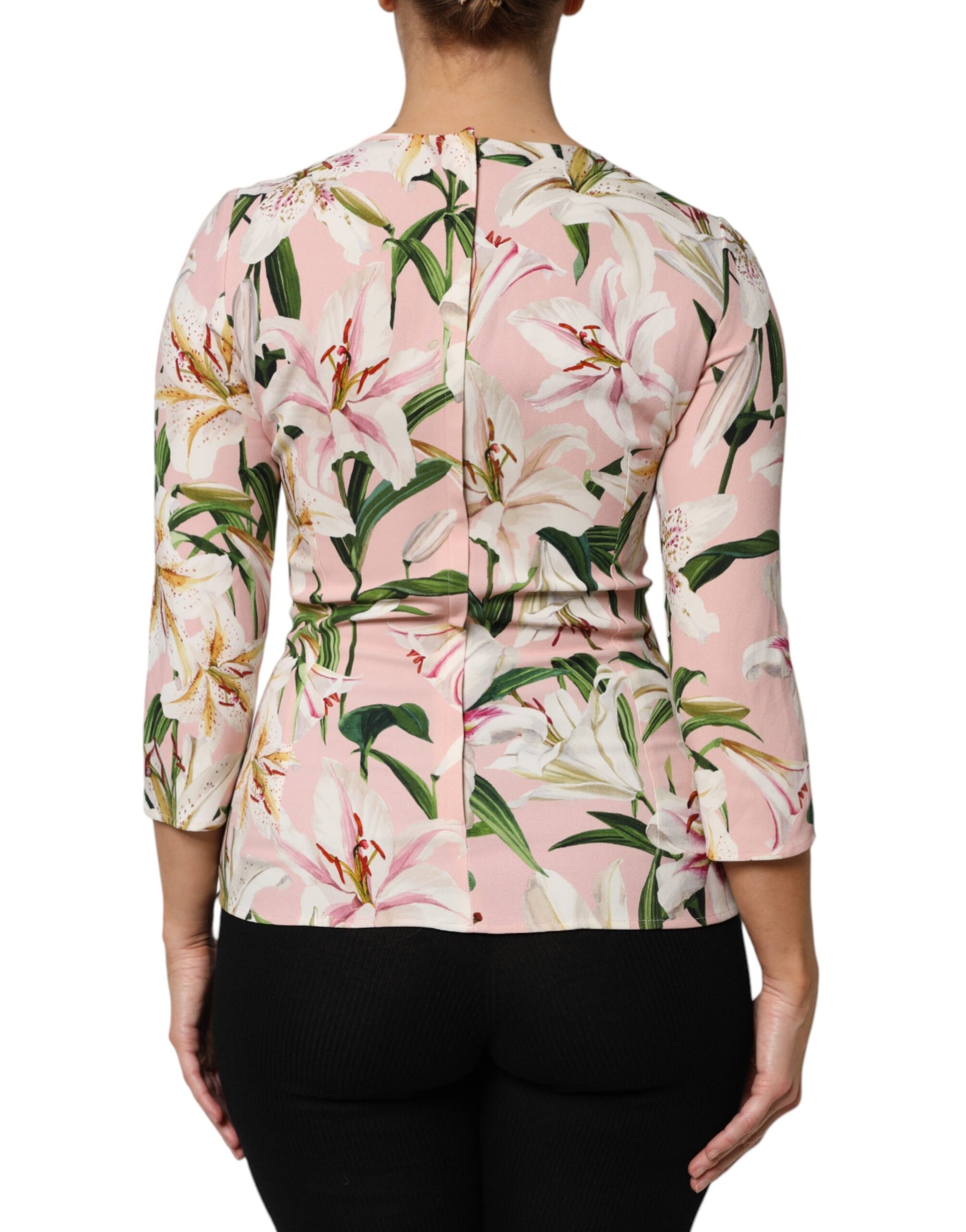 Chemisier Dolce & Gabbana en viscose à imprimé lys rose et col rond