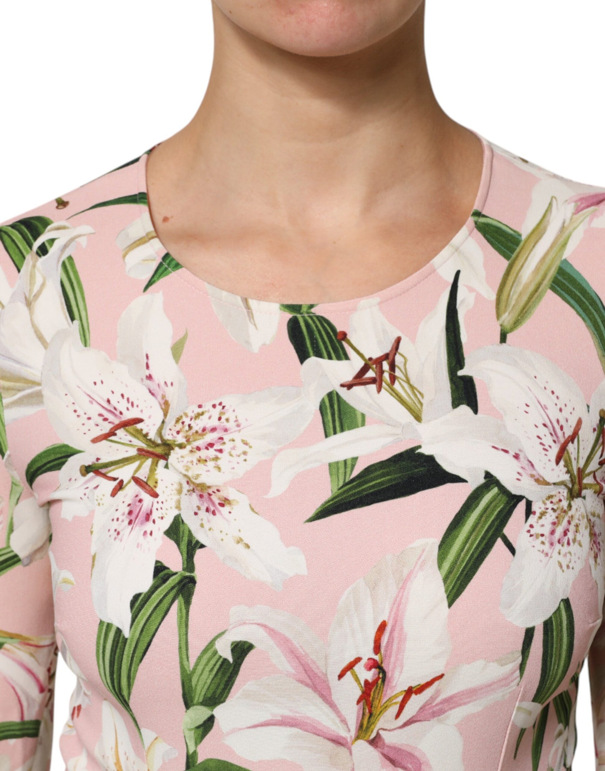 Chemisier Dolce & Gabbana en viscose à imprimé lys rose et col rond