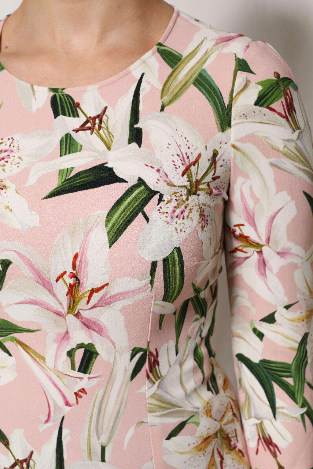 Chemisier Dolce & Gabbana en viscose à imprimé lys rose et col rond