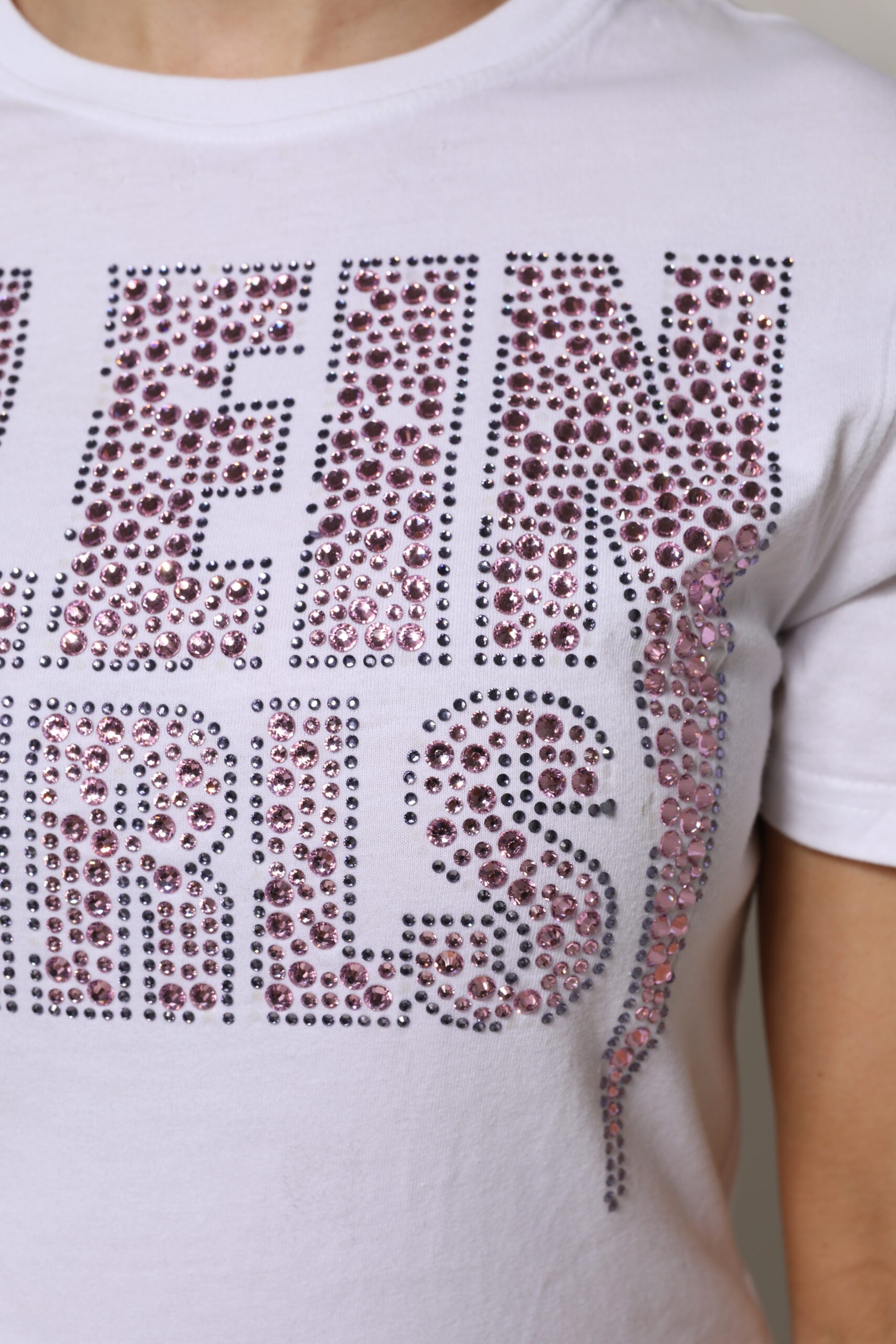 T-shirt Philipp Plein blanc à col rond orné et manches courtes