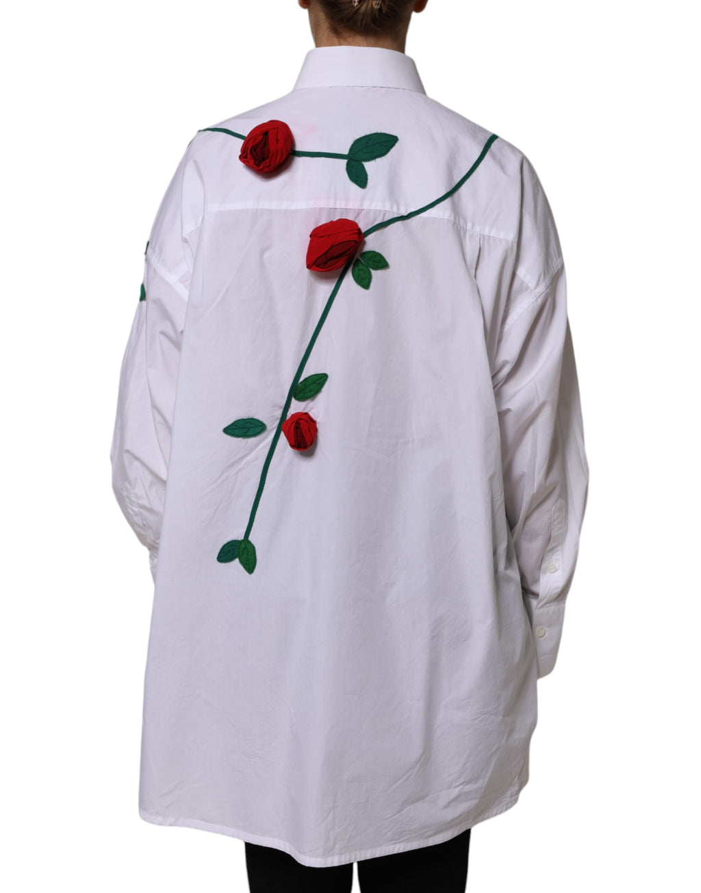 Haut chemise Dolce & Gabbana en coton blanc à appliqués floraux