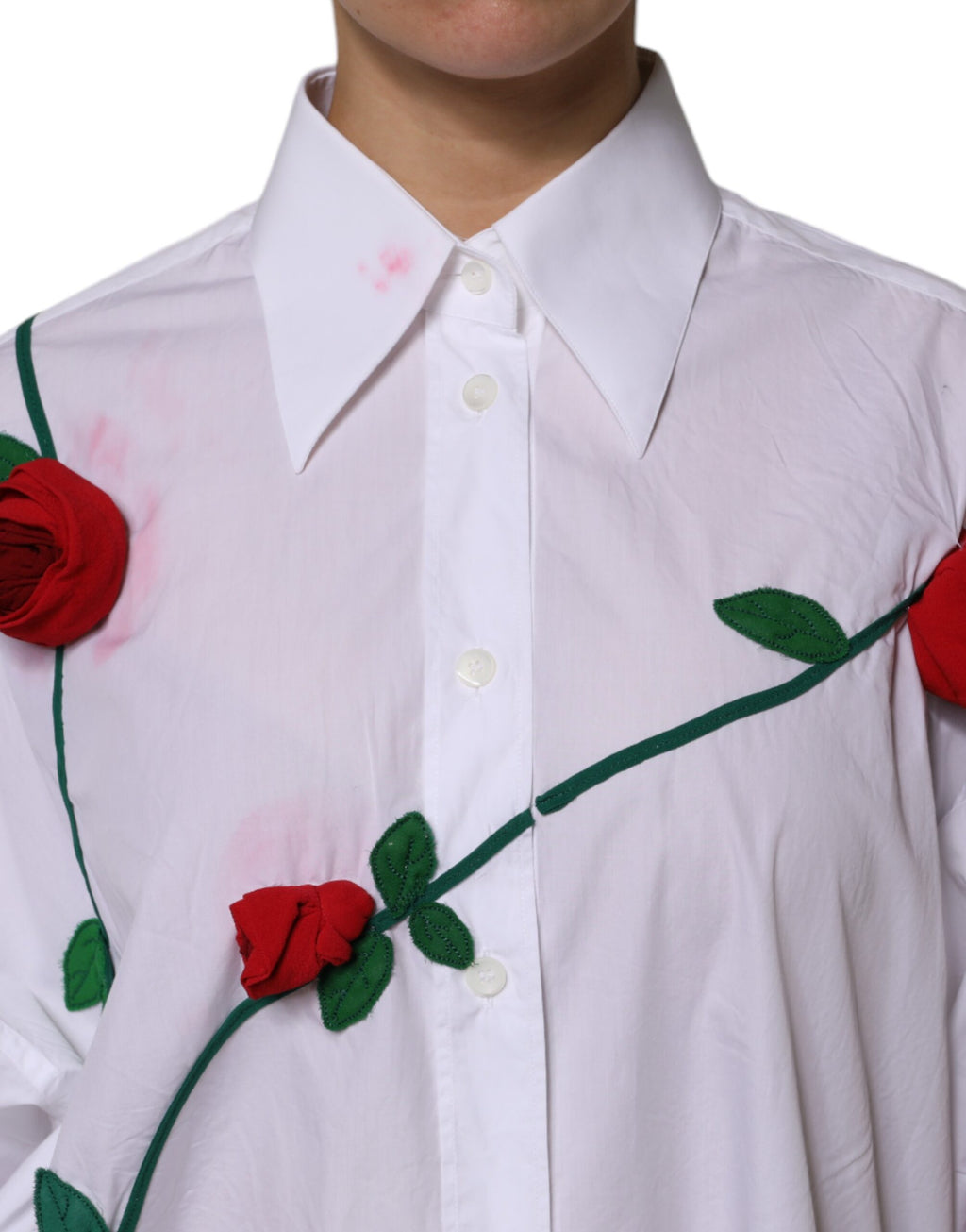 Haut chemise Dolce & Gabbana en coton blanc à appliqués floraux