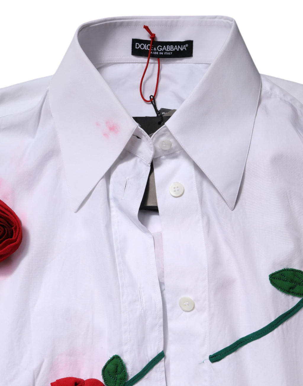 Haut chemise Dolce & Gabbana en coton blanc à appliqués floraux