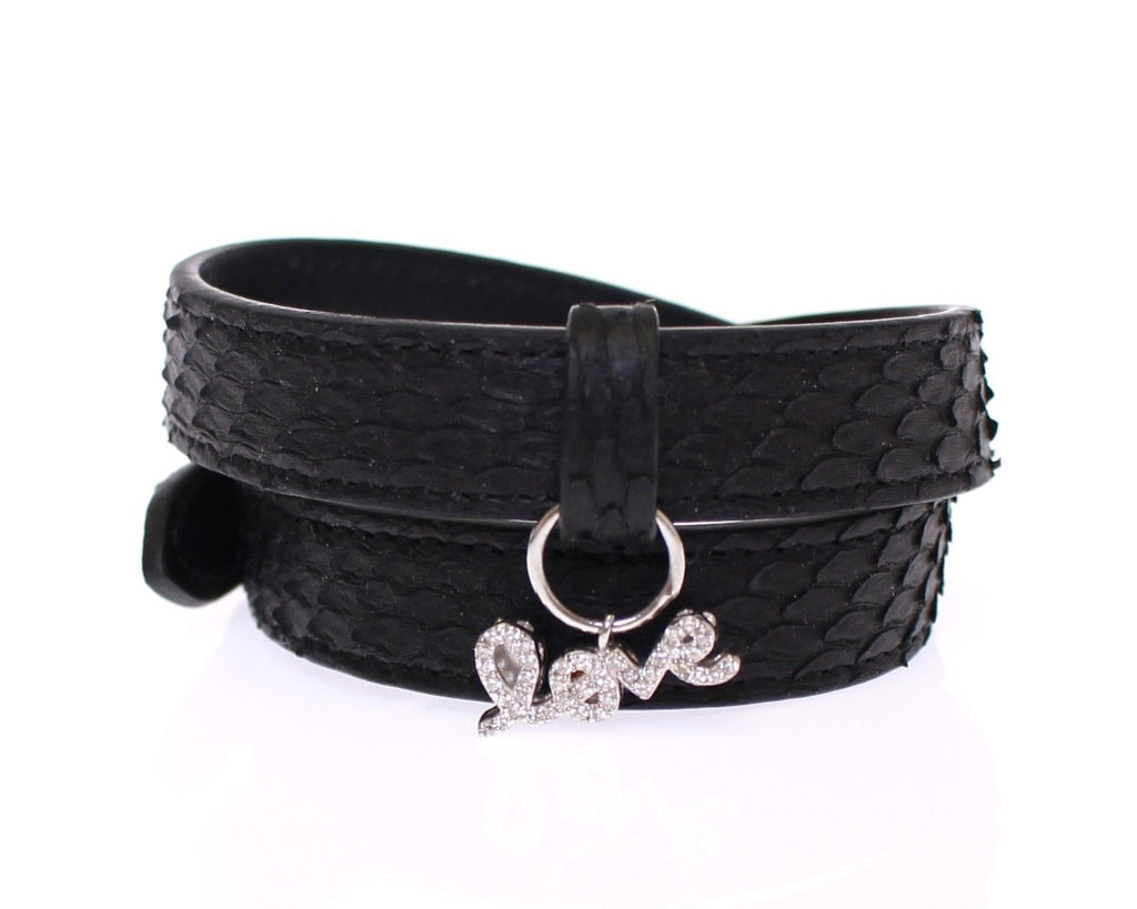 Nialaya Schlangenhaut CZ LOVE 925 Silber Armband