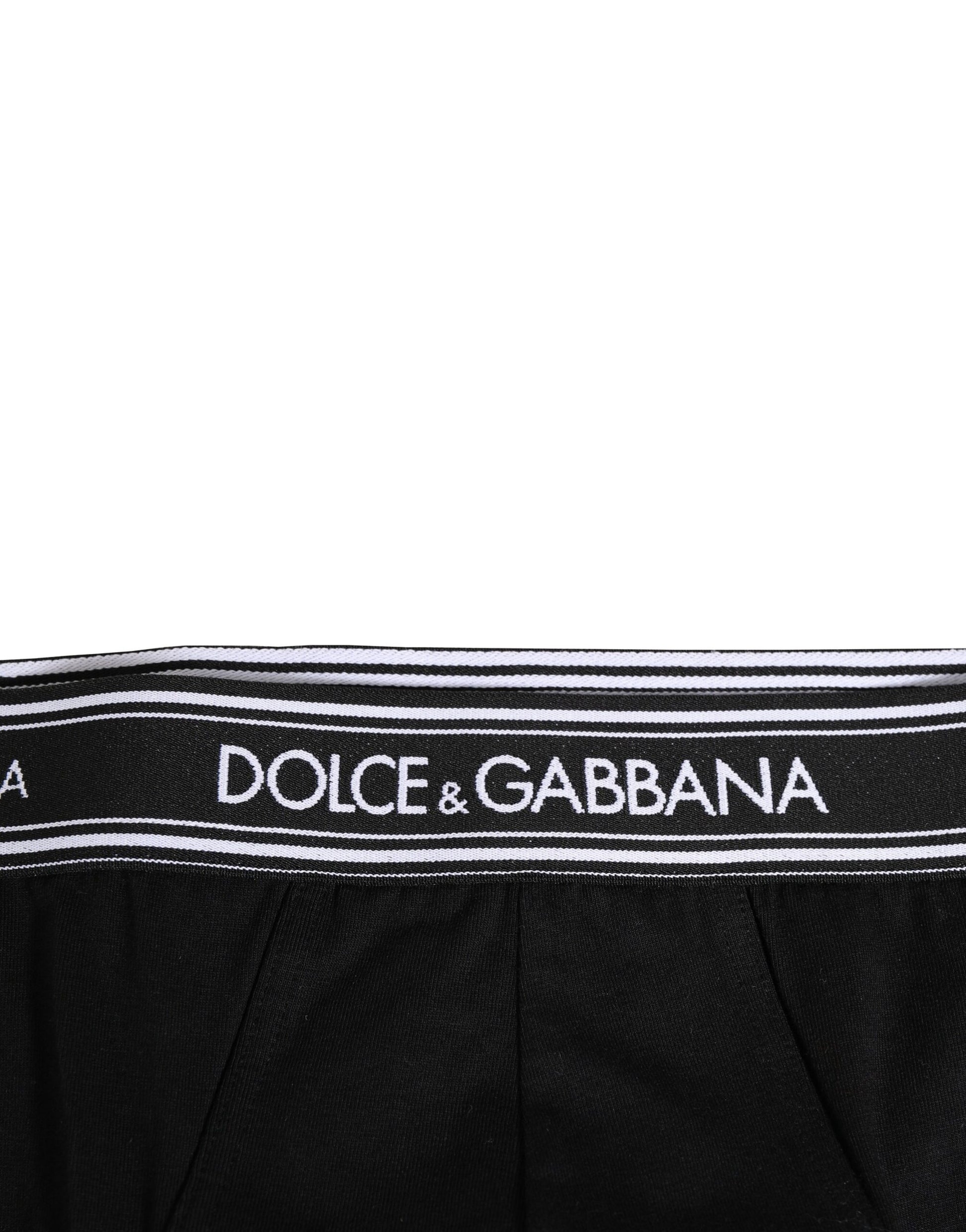 Slip Dolce & Gabbana en coton stretch noir imprimé logo