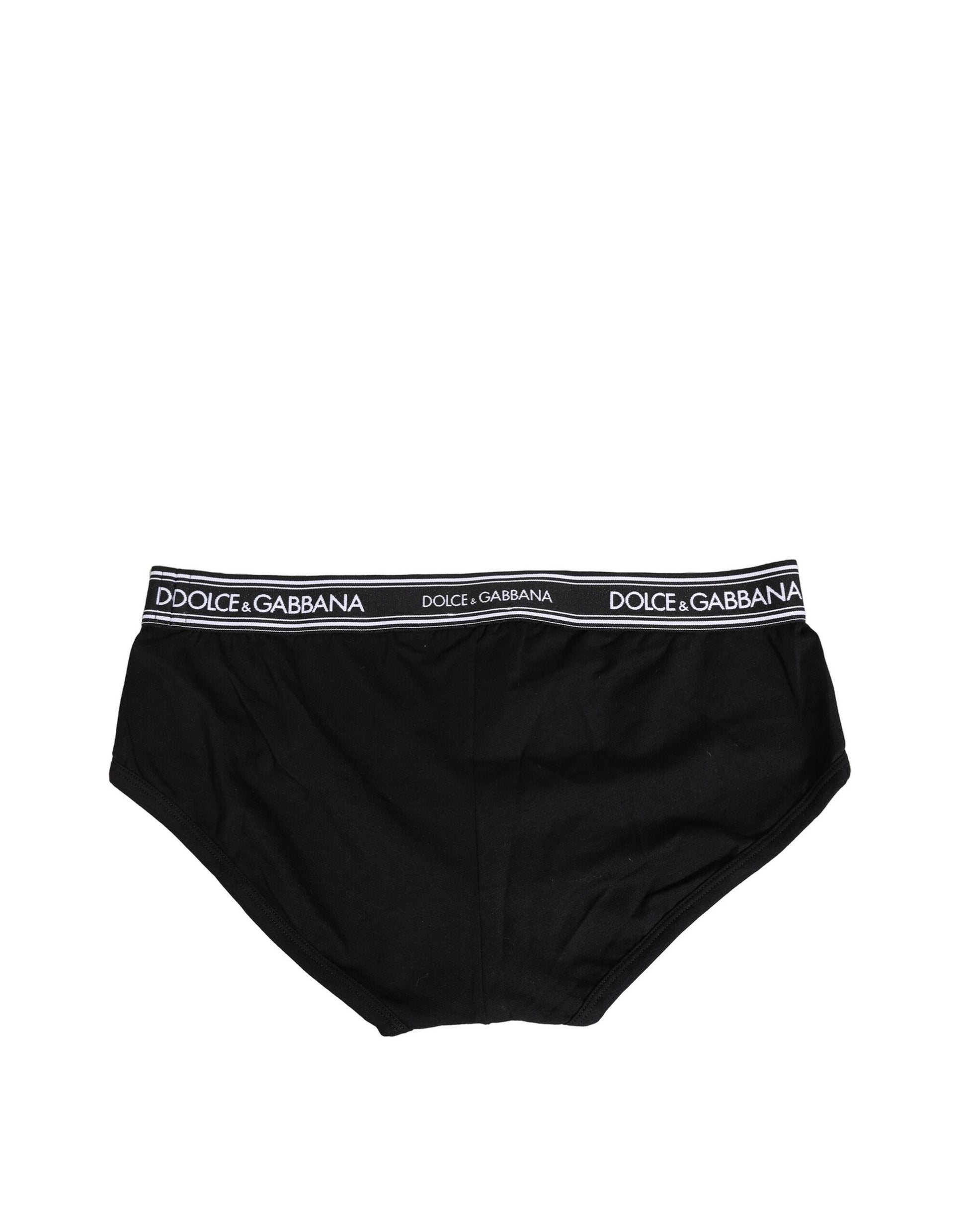 Slip Dolce & Gabbana en coton stretch noir imprimé logo