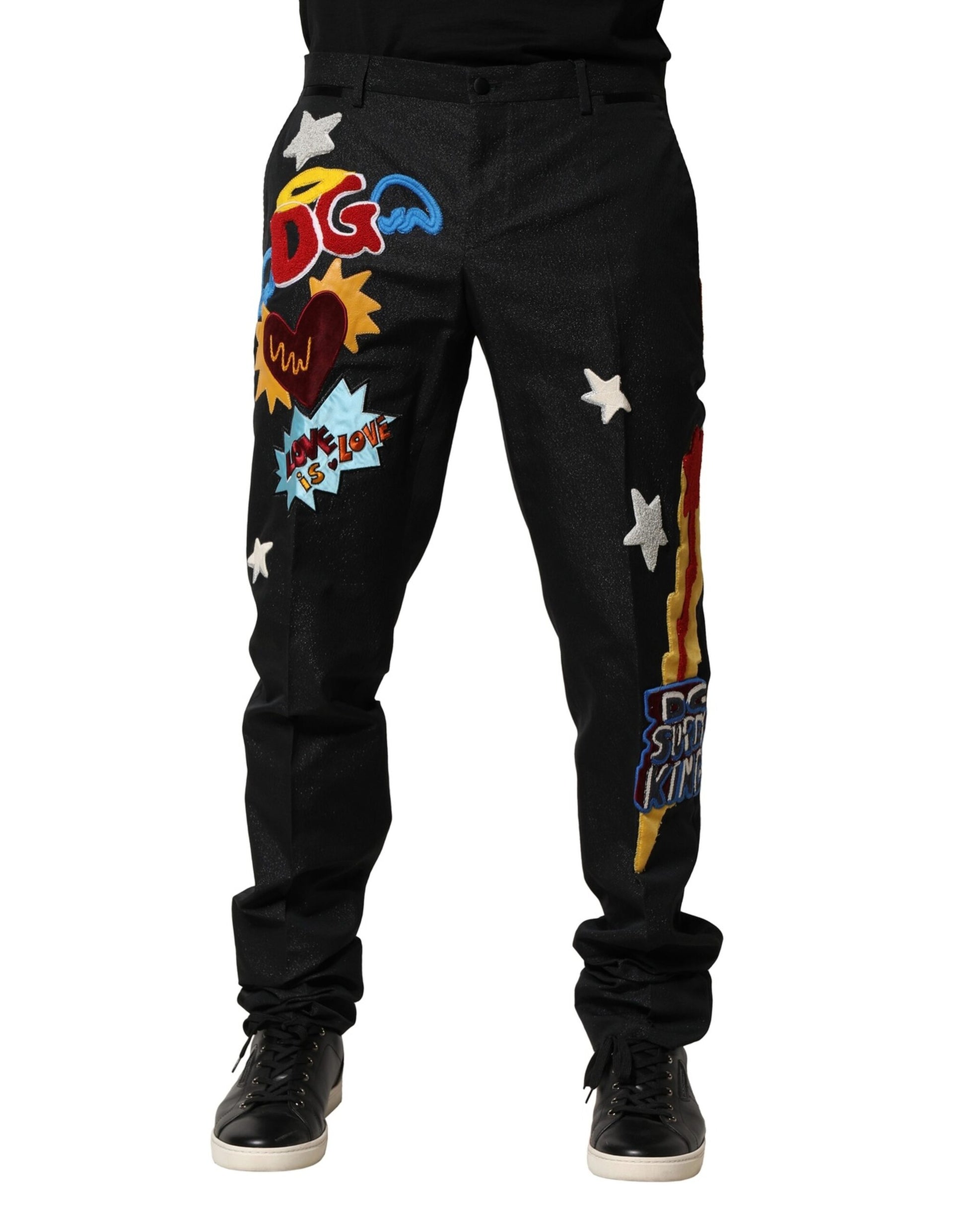 Pantalon pour homme Dolce & Gabbana noir à broderies graphiques