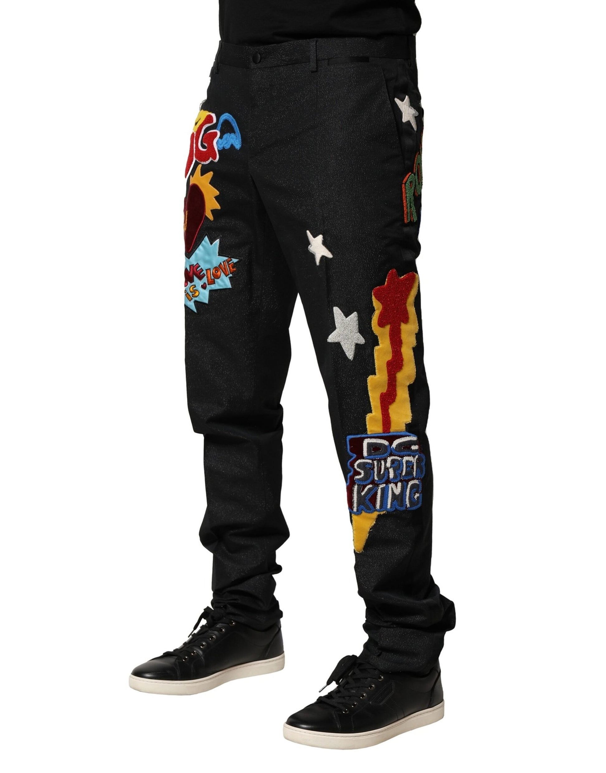 Pantalon pour homme Dolce & Gabbana noir à broderies graphiques