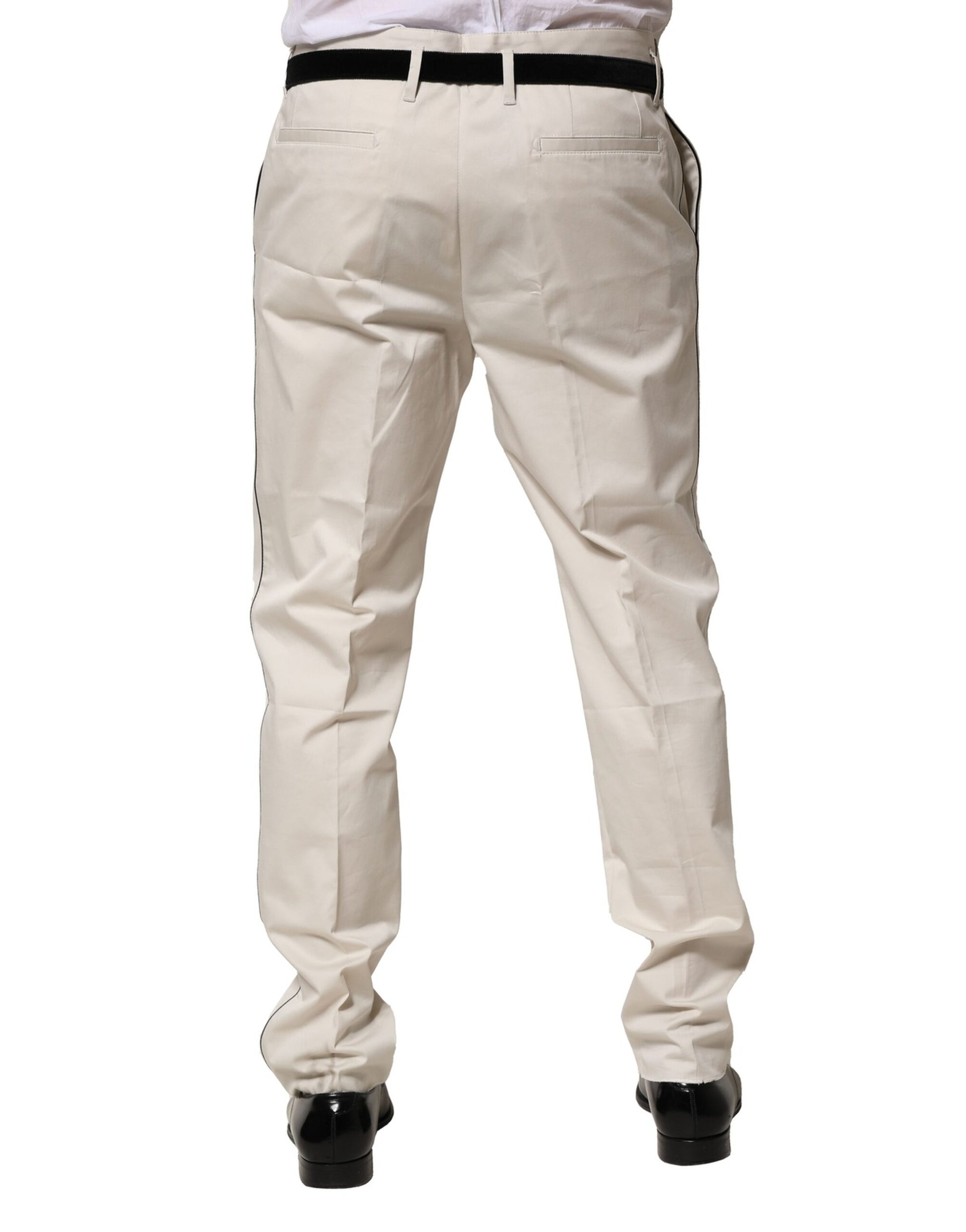 Dolce & Gabbana White Cotton Dress Slim Formal Pants