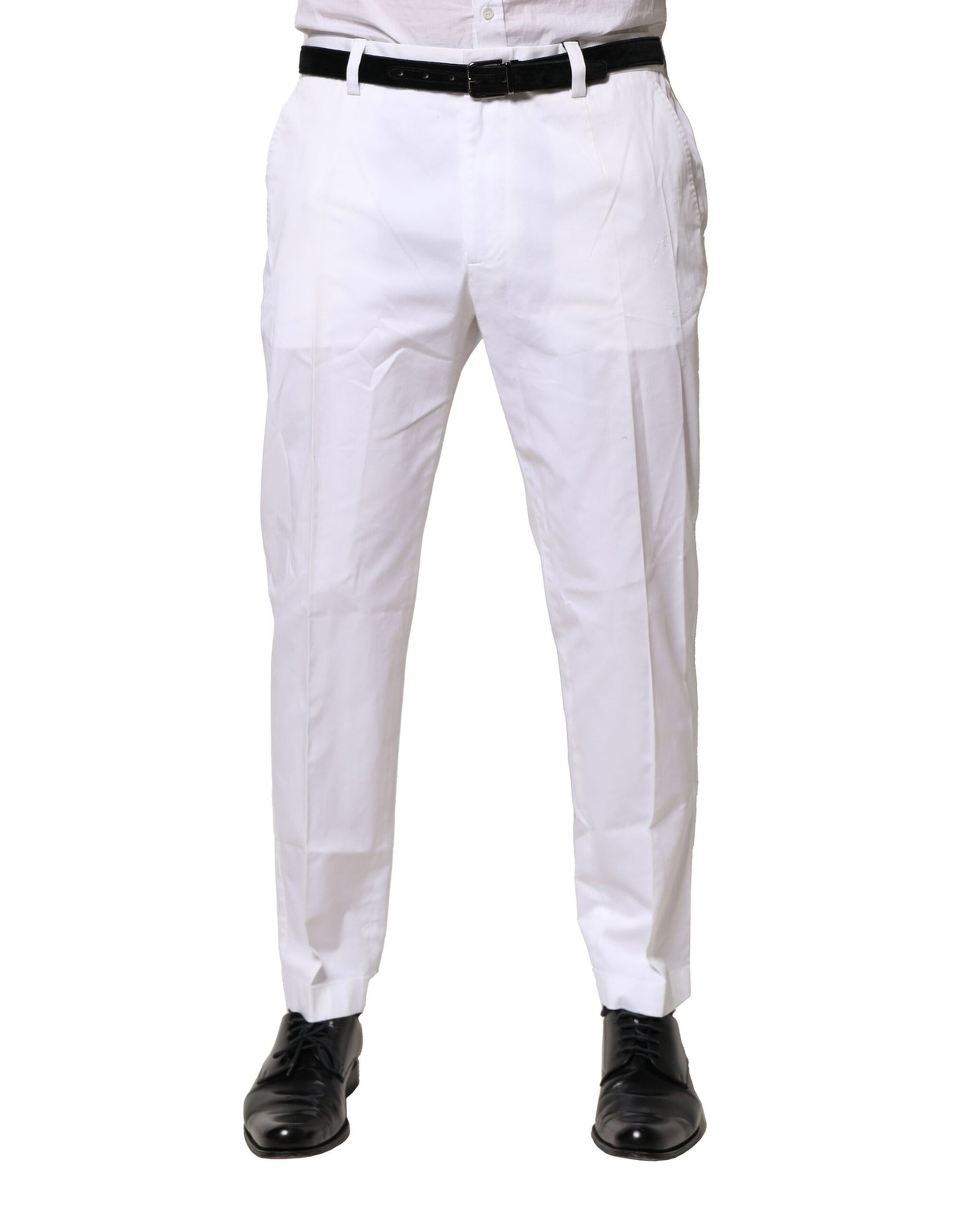 Robe en coton blanc Dolce & Gabbana Pantalon habillé ajusté