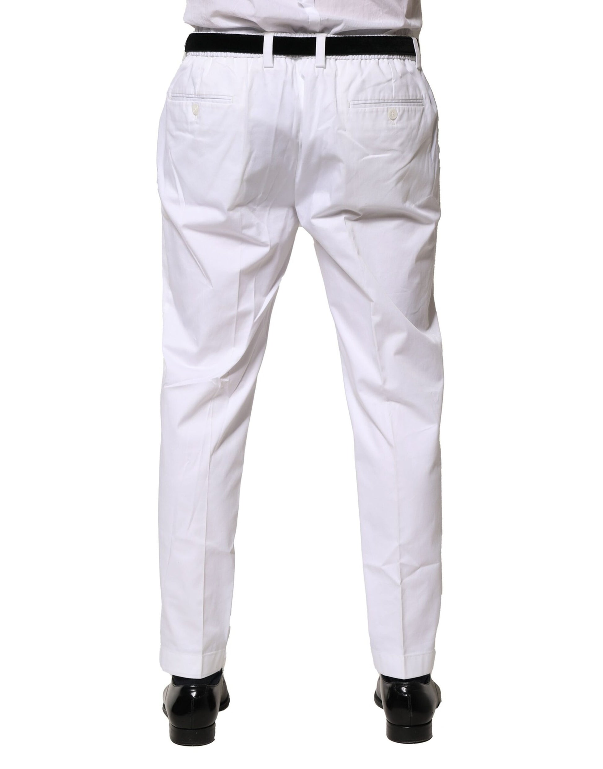 Robe en coton blanc Dolce & Gabbana Pantalon habillé ajusté
