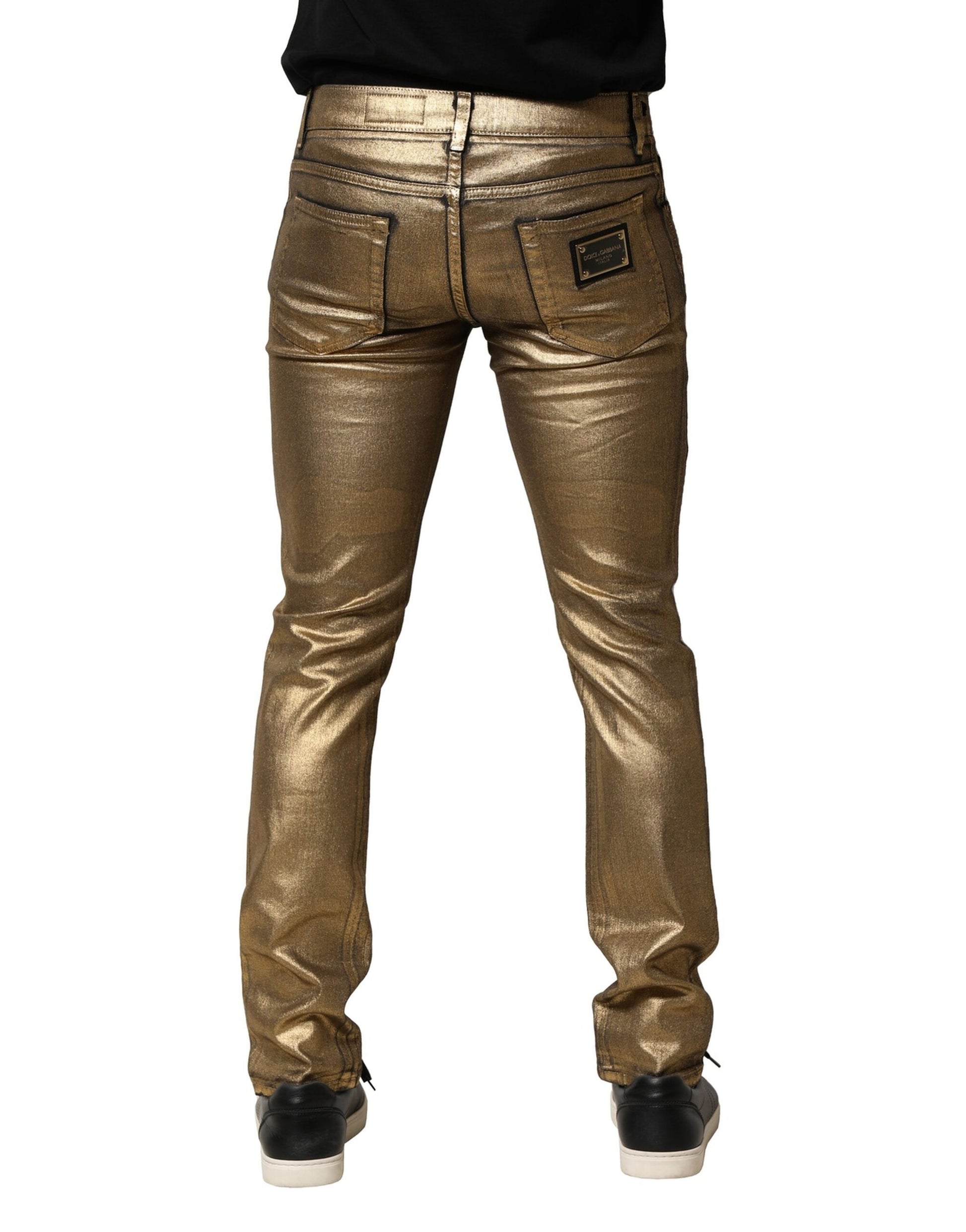 Jean slim déchiré en coton stretch Dolce & Gabbana Gold