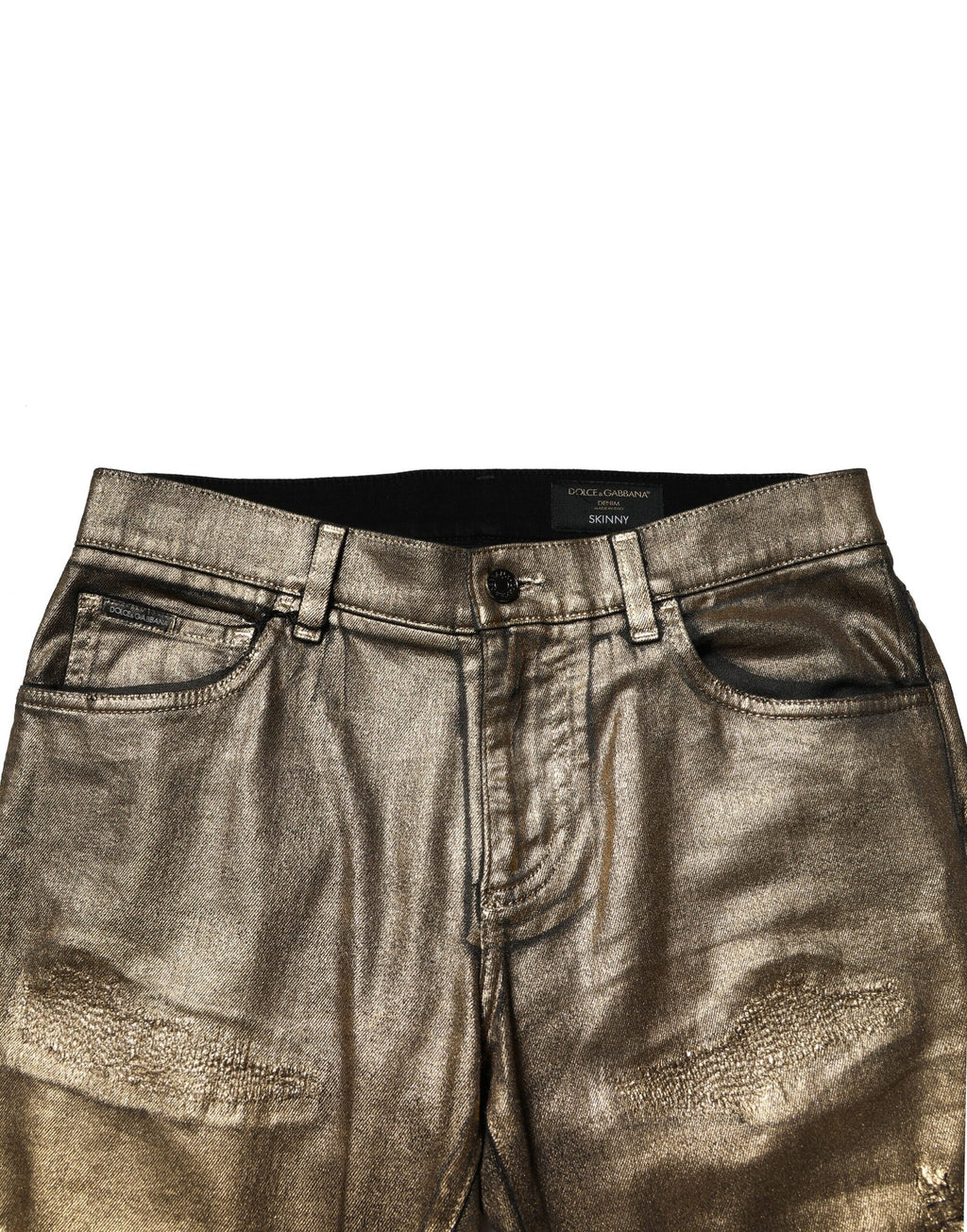 Jean slim déchiré en coton stretch Dolce & Gabbana Gold