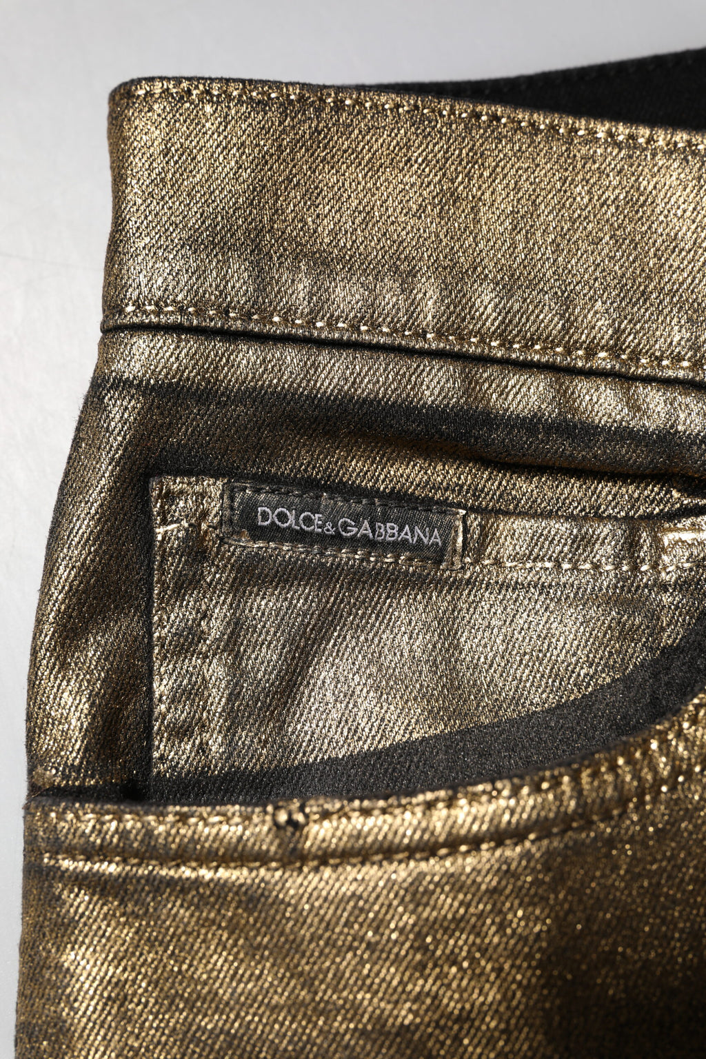 Jean slim déchiré en coton stretch Dolce & Gabbana Gold