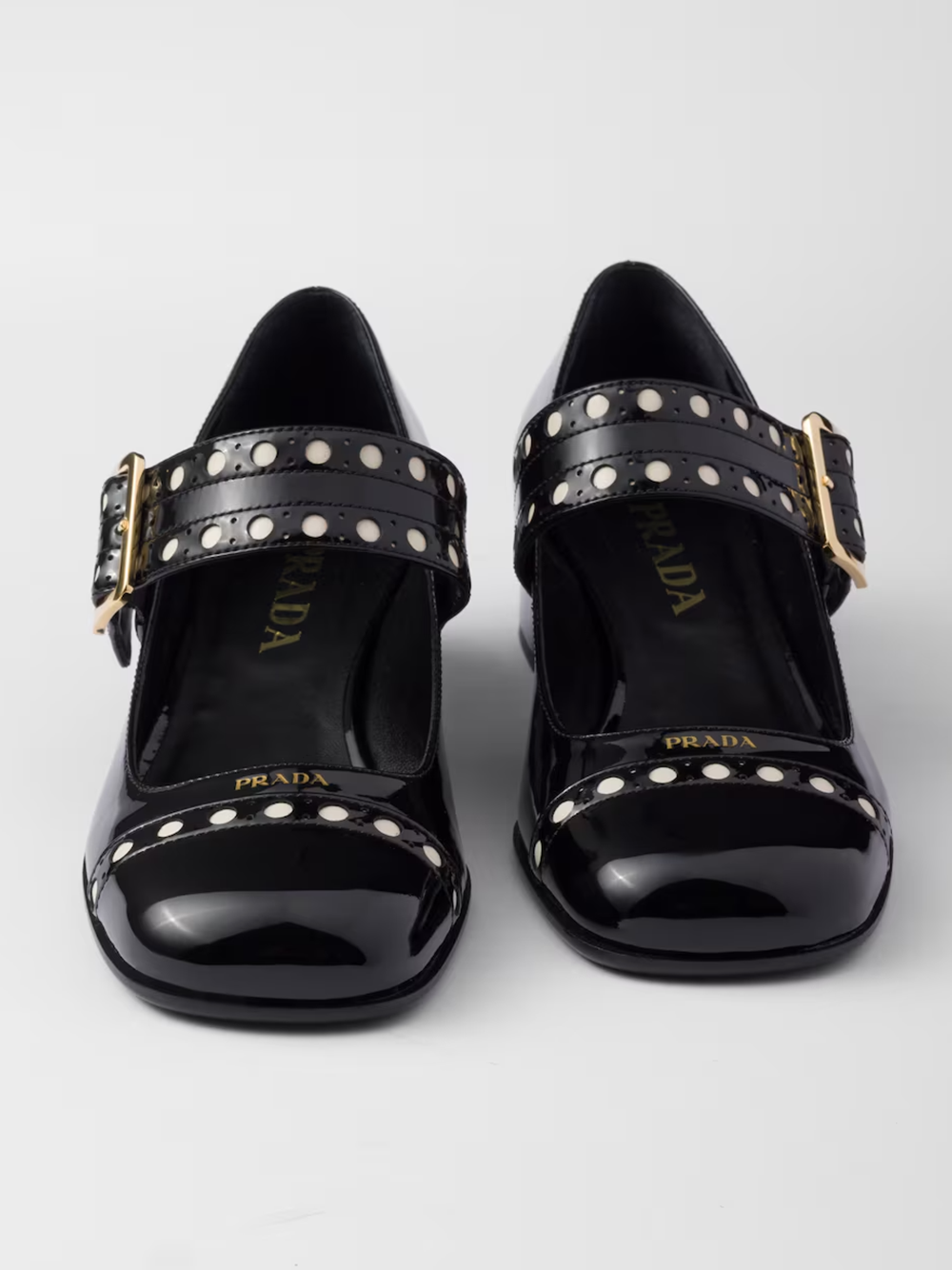 Prada Mary Jane-Pumps aus schwarzem Lackleder