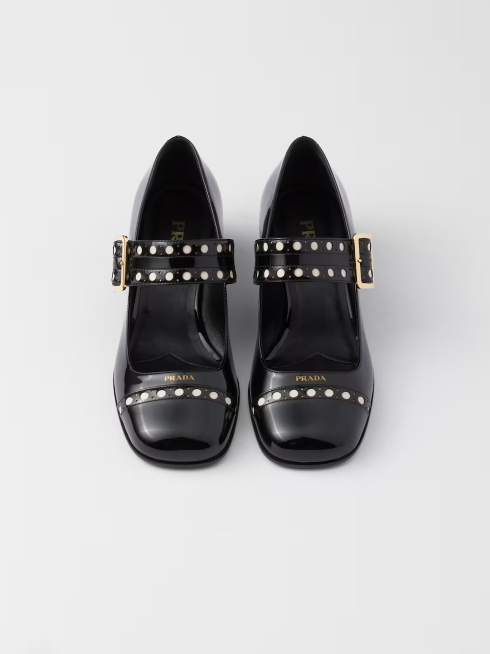 Prada Mary Jane-Pumps aus schwarzem Lackleder