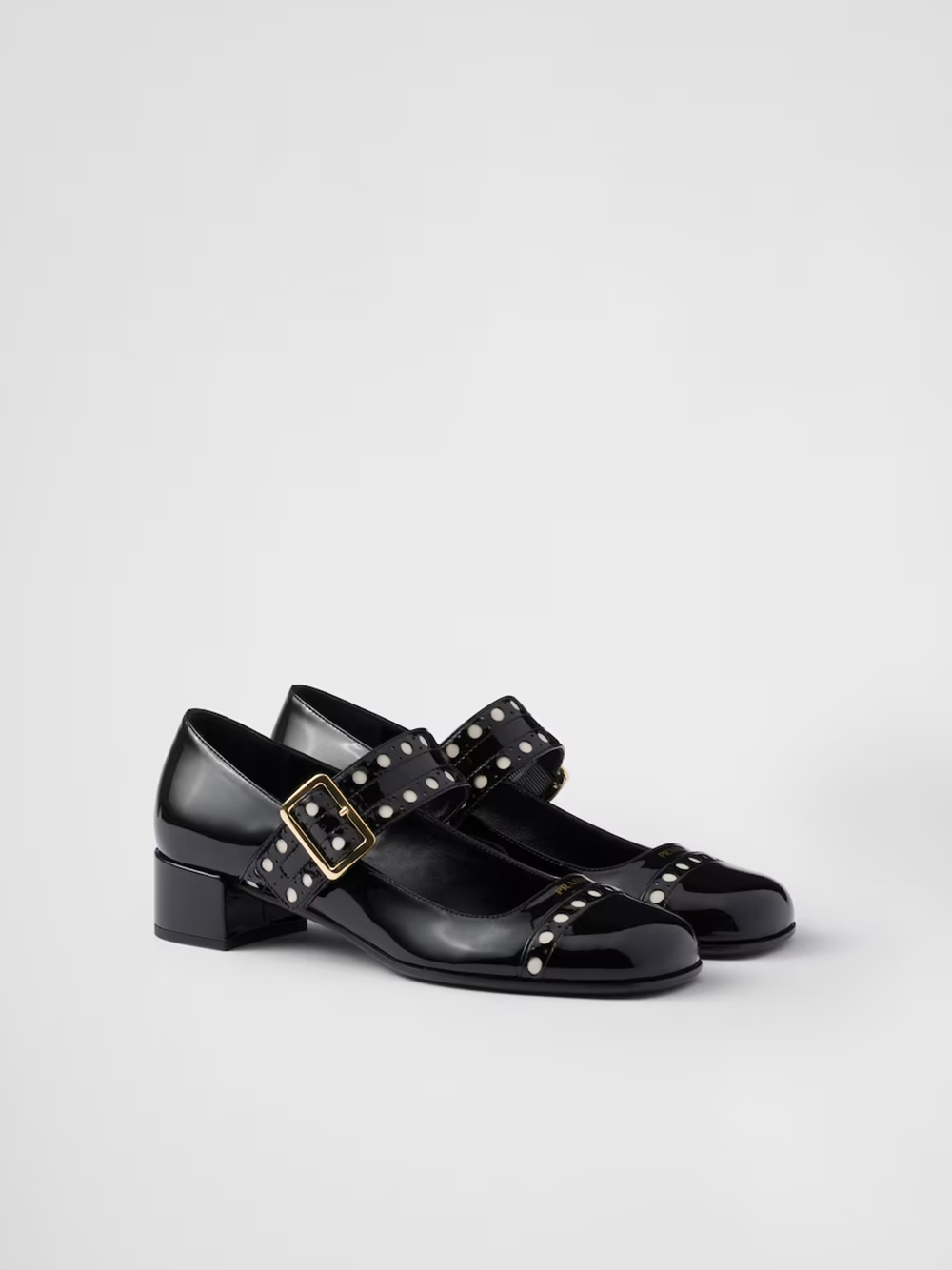 Prada Mary Jane-Pumps aus schwarzem Lackleder