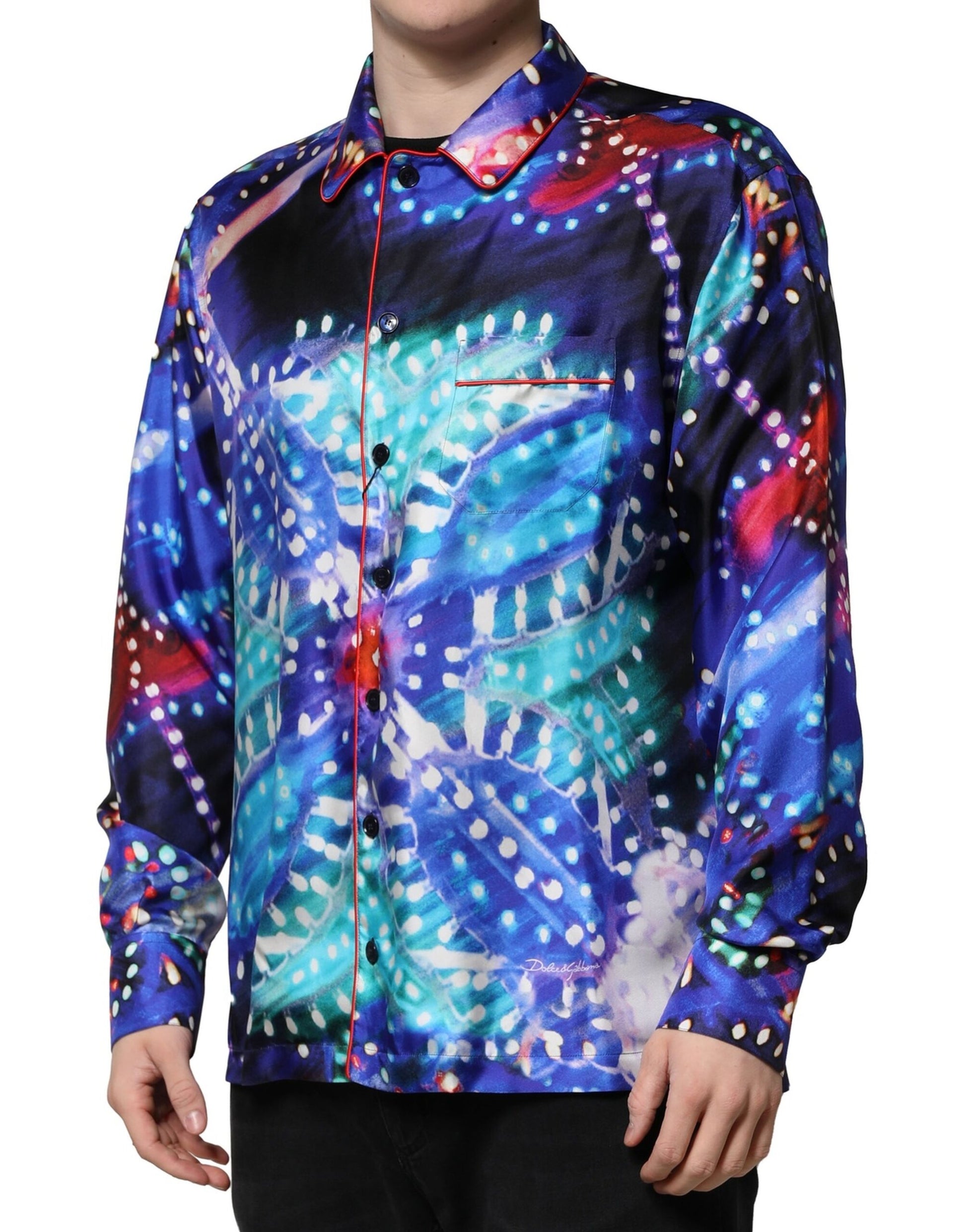 Chemise décontractée Dolce & Gabbana en soie imprimée multicolore